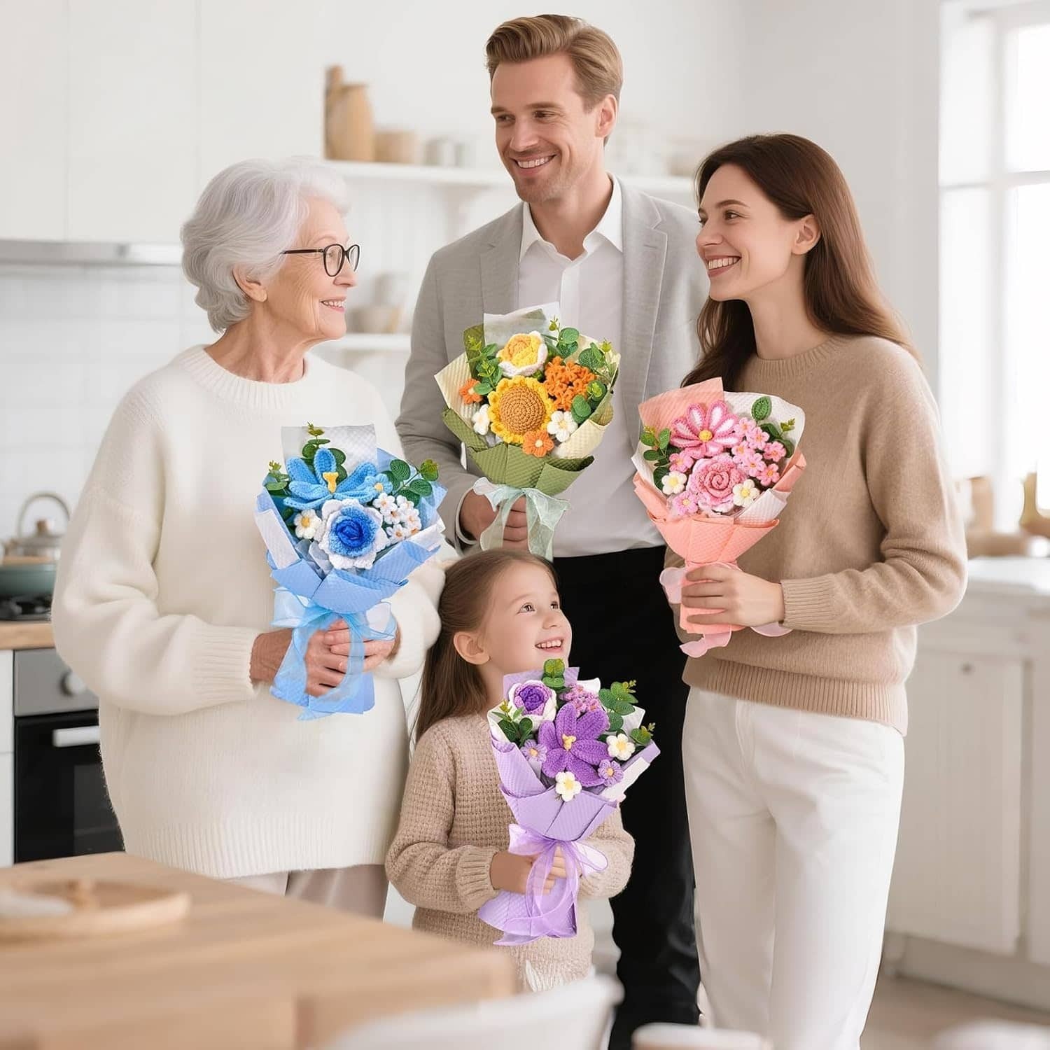 Pink Handmade Bouquet of Flowers for Lover Anniversary Birthday Party