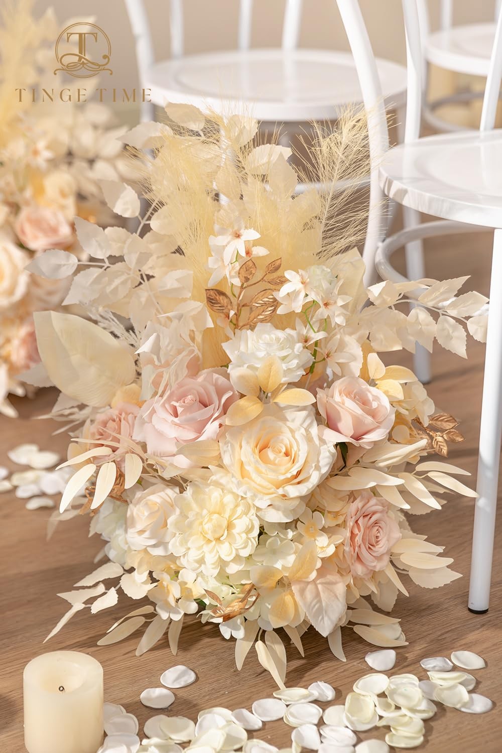 Free-Standing Artificial Flower Set of 2, Table Centerpiece with Rubber Pad, …