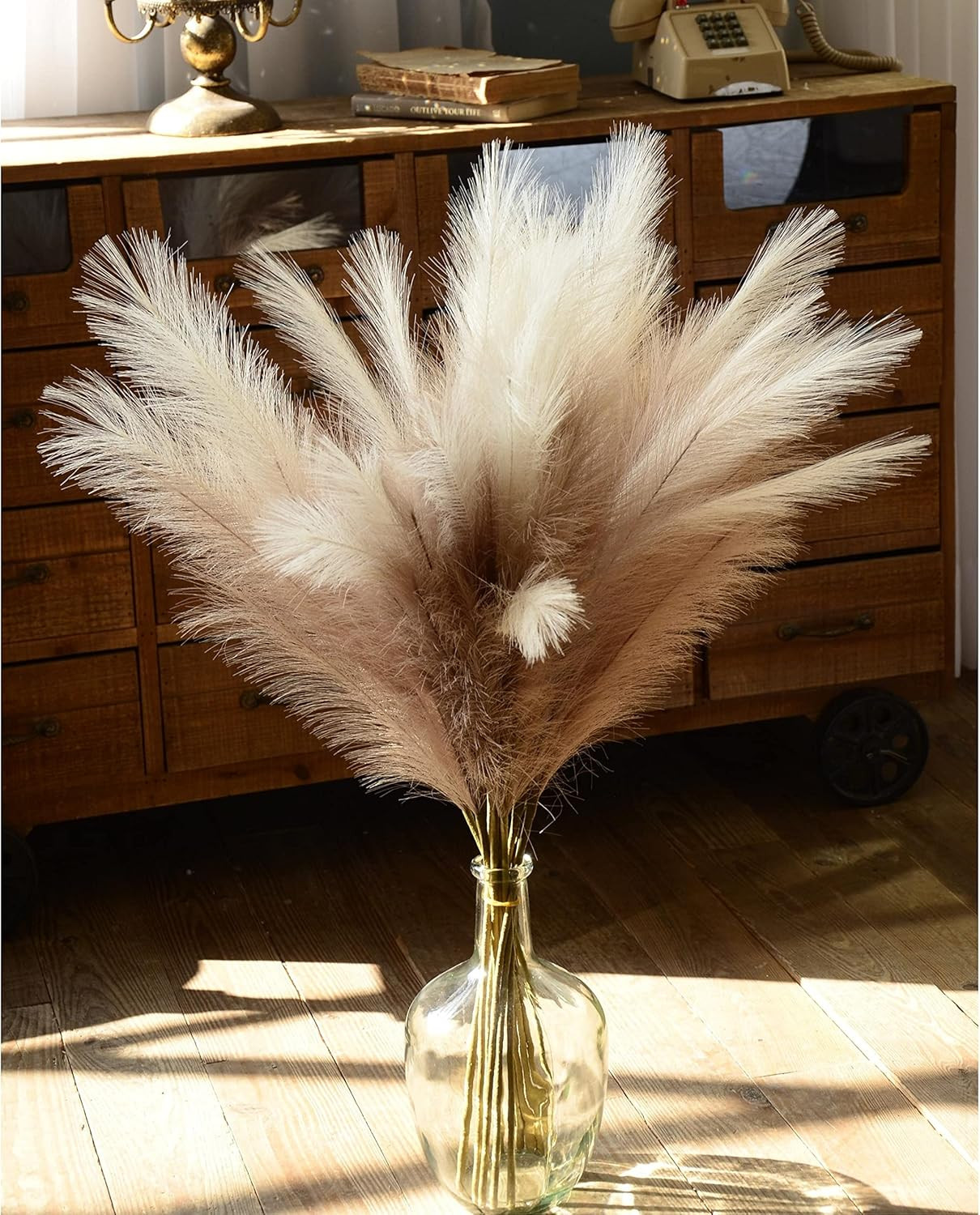 Faux Pampas Grass, 9 PCS 37”/3.1FT Tall Fluffy Fake Pompas Floral, Large Artifi