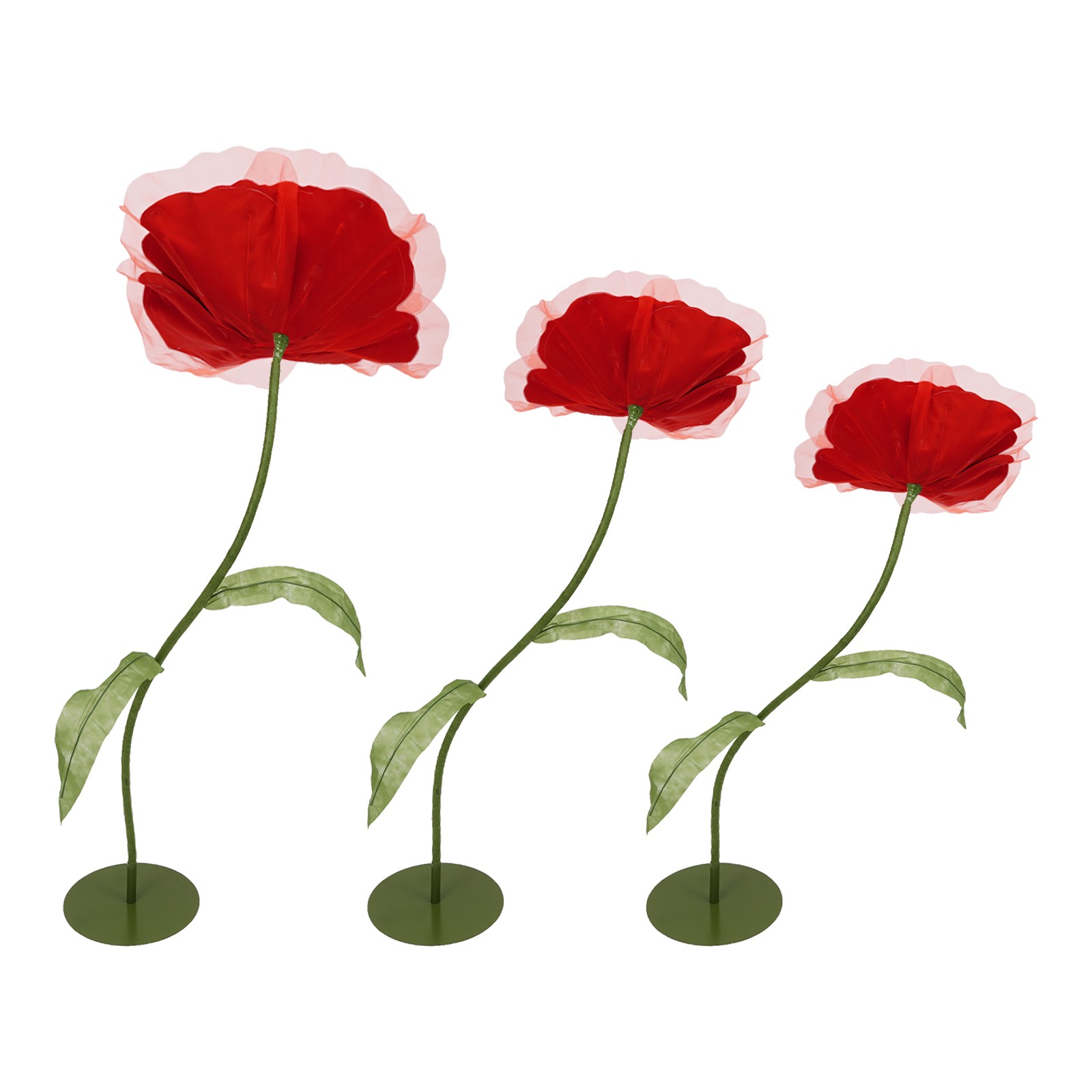 3pcs Artificial Flowers Adjustable Wedding Parties Flowers Background Decor Red