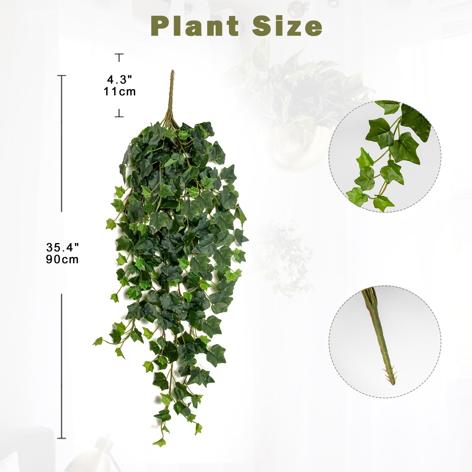 Artificial Hanging Plants 36″ Fake Ivy Vine Faux Ivy Leaves Hanging Plant Gre…