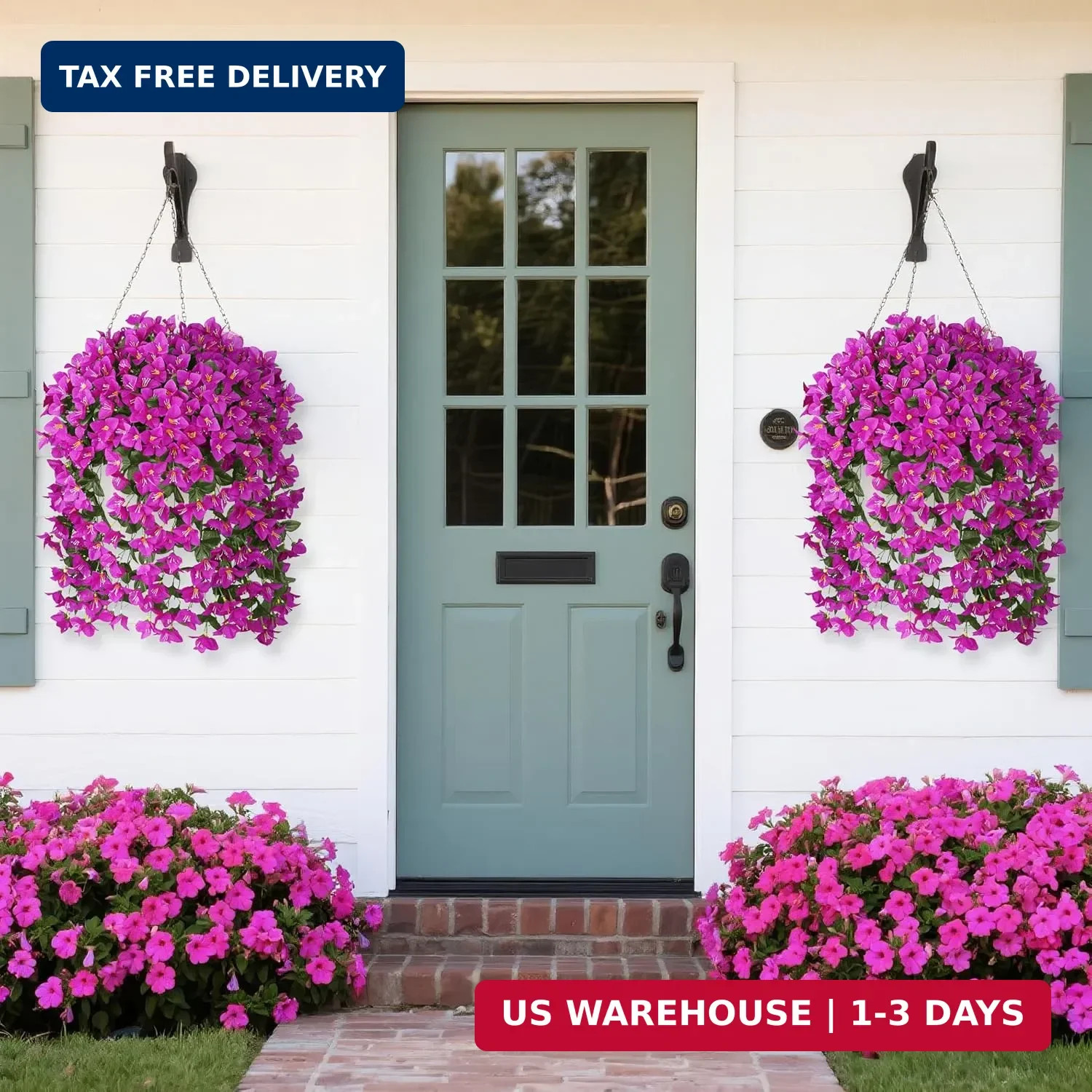 Artificial Bougainvillea Flowers Plants for Outdoors Decoration, 2 Pcs Faux Silk
