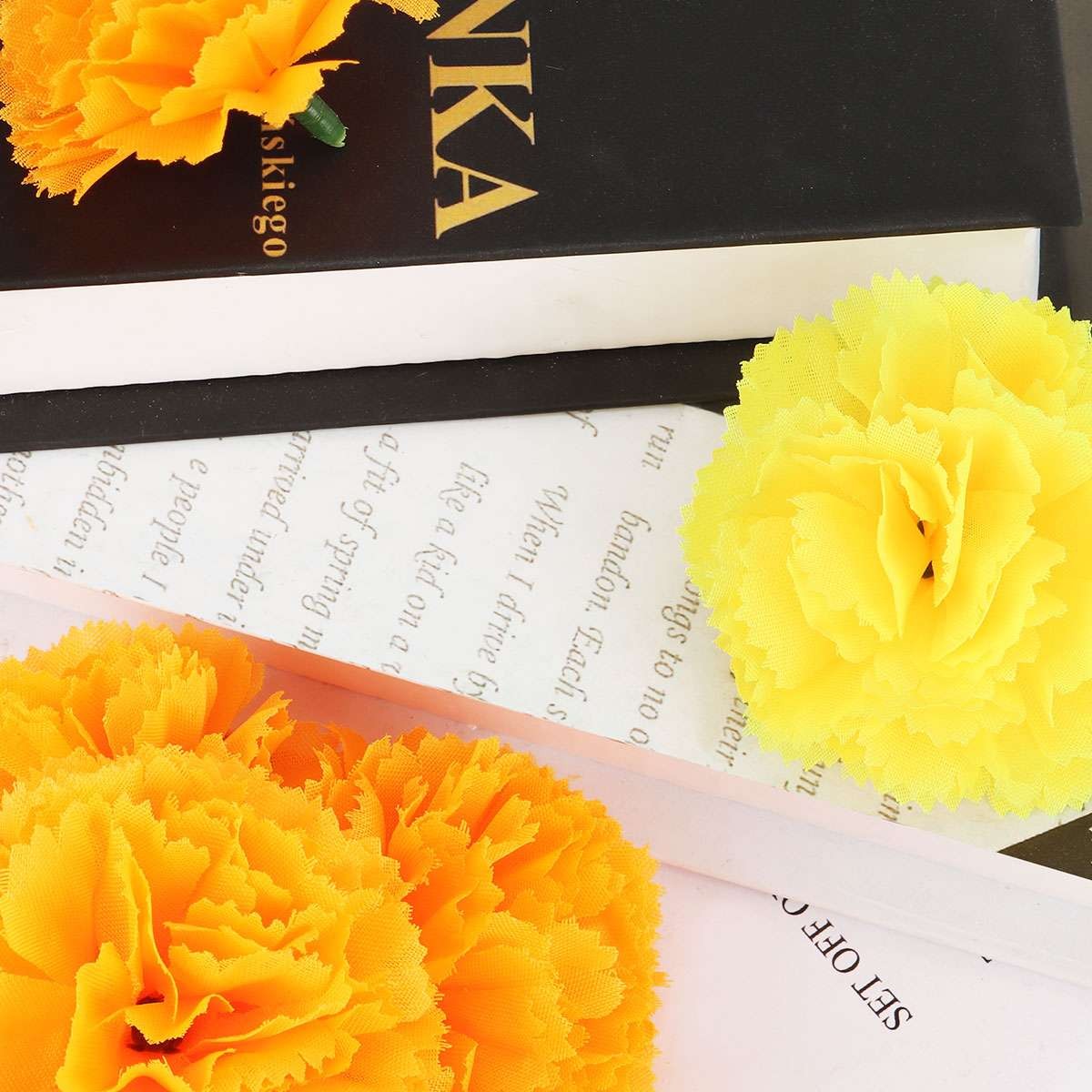100 Pcs Artificial Marigold Flower, 2 Inch Silk Marigolds Bulk Decor, Orange
