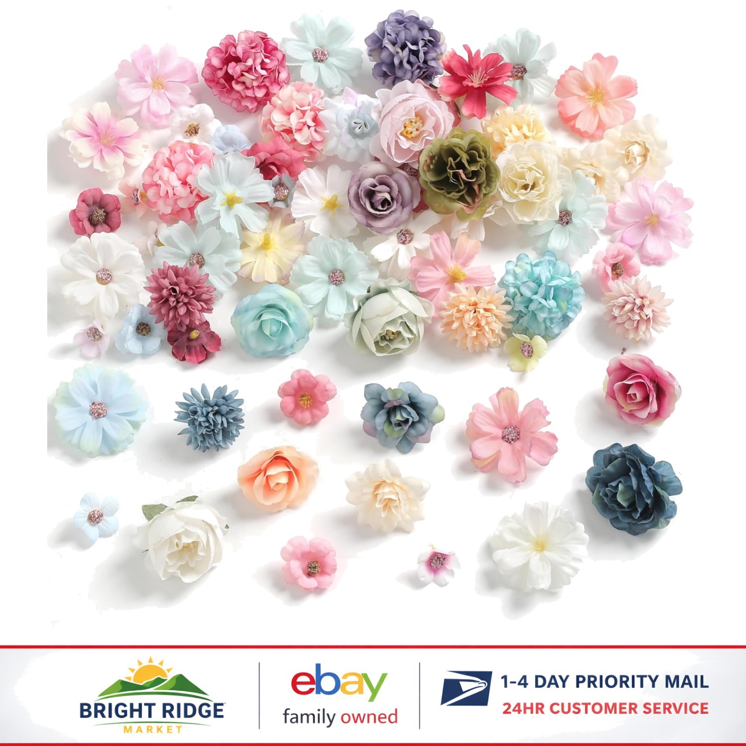 Assorted Mini Faux Flowers for Crafts, Garland, and Floral Arrangements