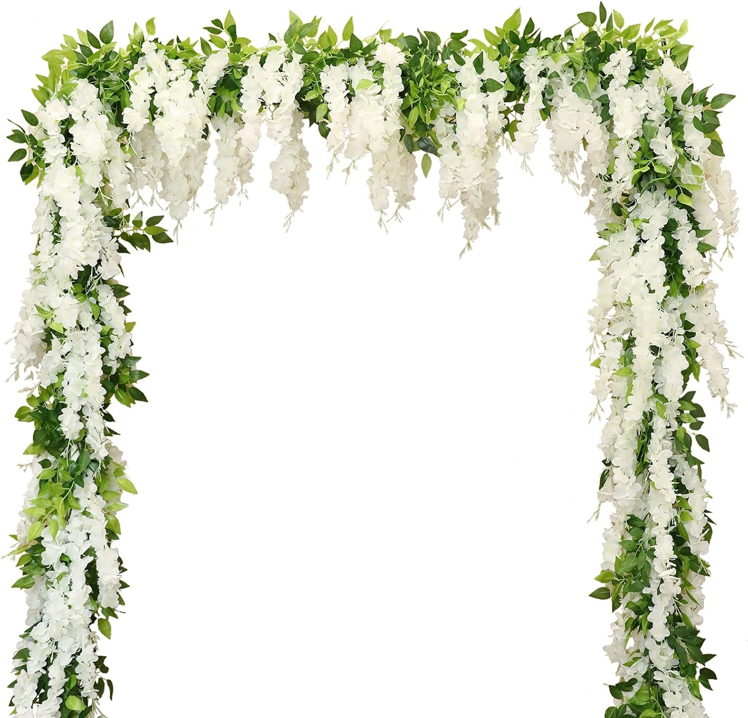 Wisteria Artificial Flowers Garland, 2Pcs 7.2Ft/Piece Silk Fake Wisteria Vine Ki