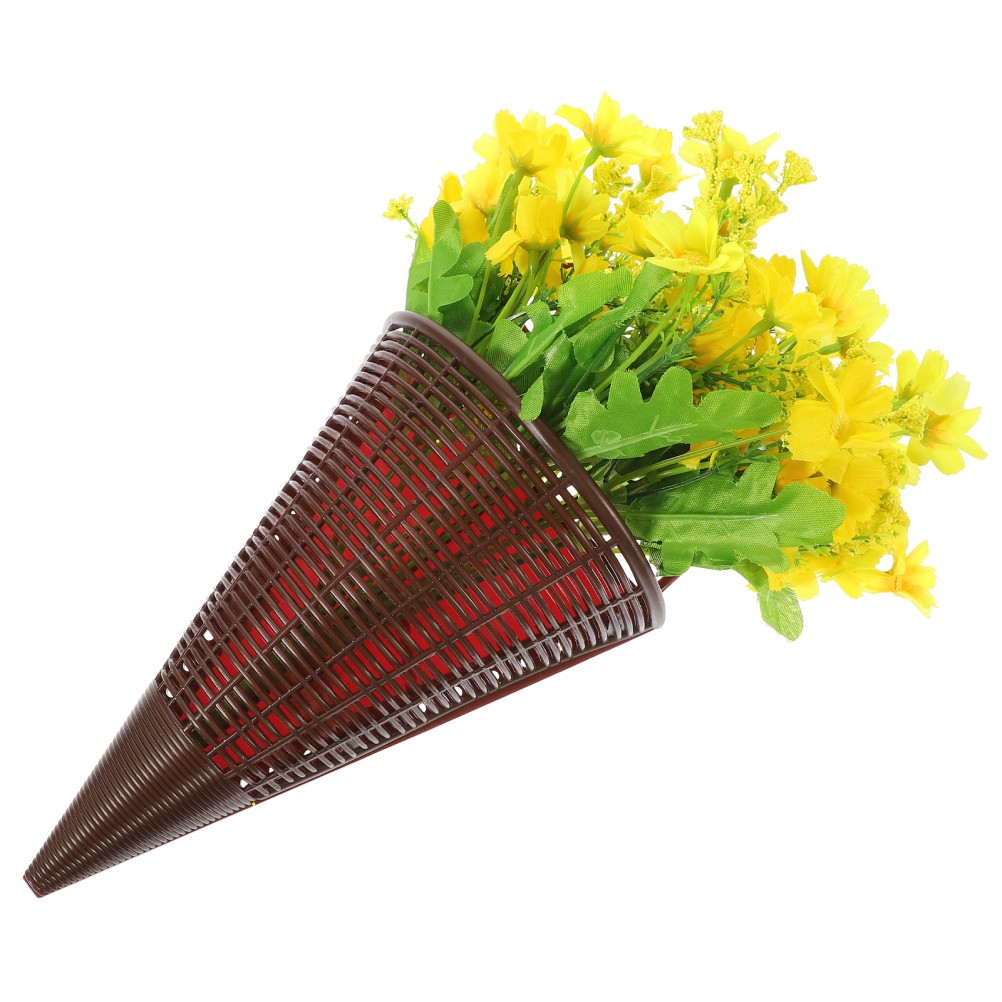 Realistic Yellow Artificial Flower Basket for Door Hanging Decorative Display