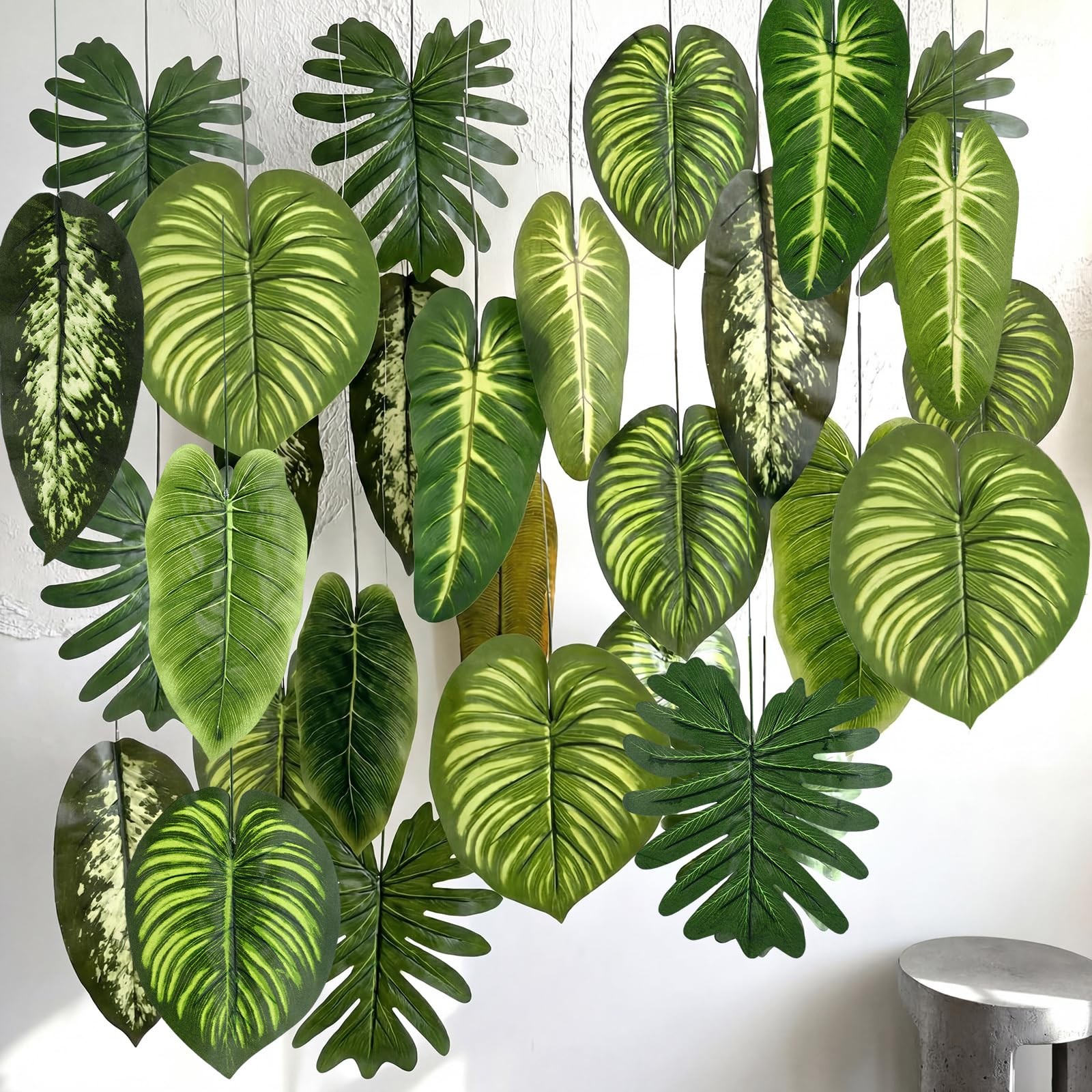 24 Pcs Artificial Palm Leaves 17 Inch Large Tropical Jungle Party Decorations…