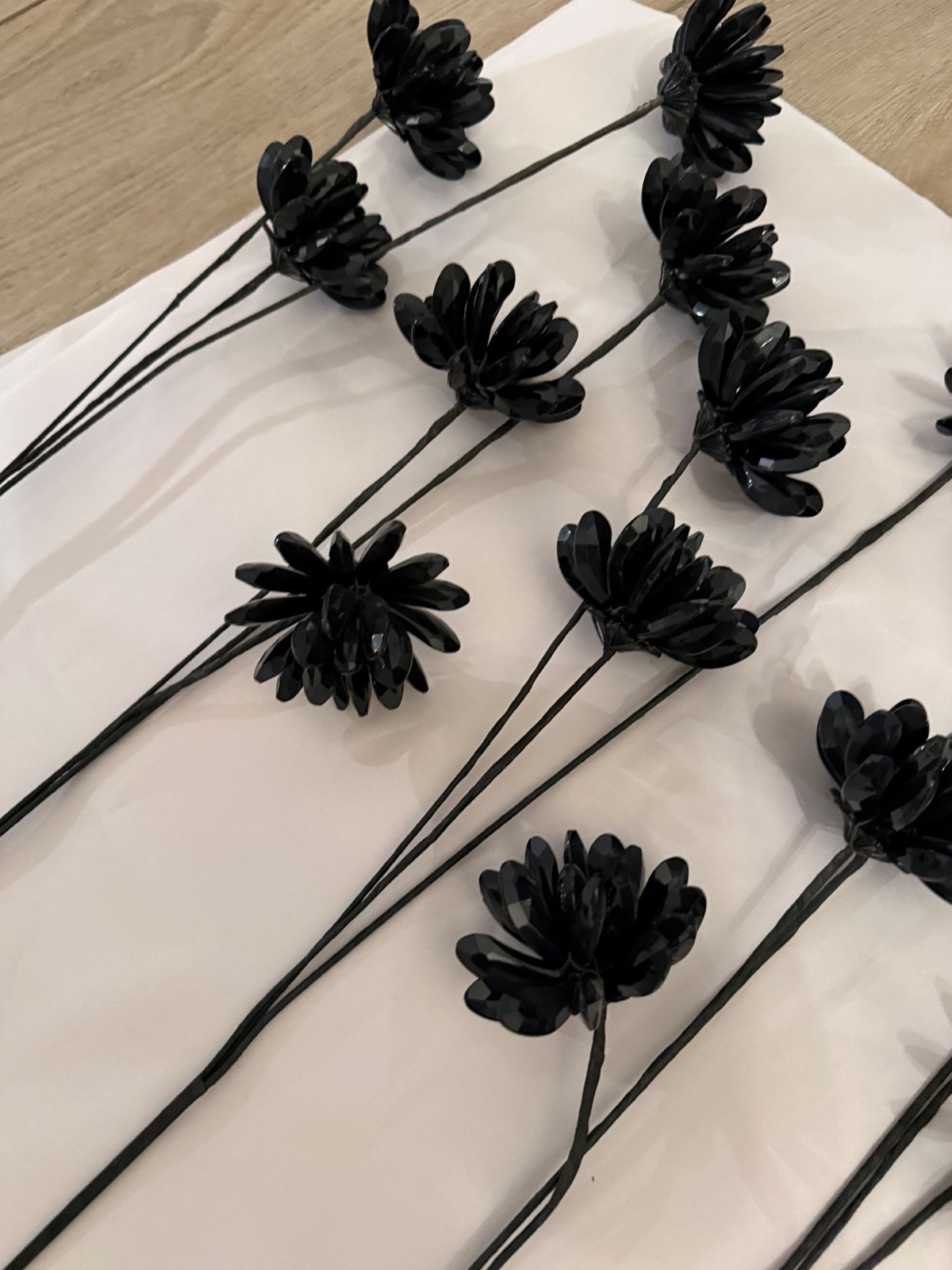 Black Daisy Beaded Flowers Long Stem