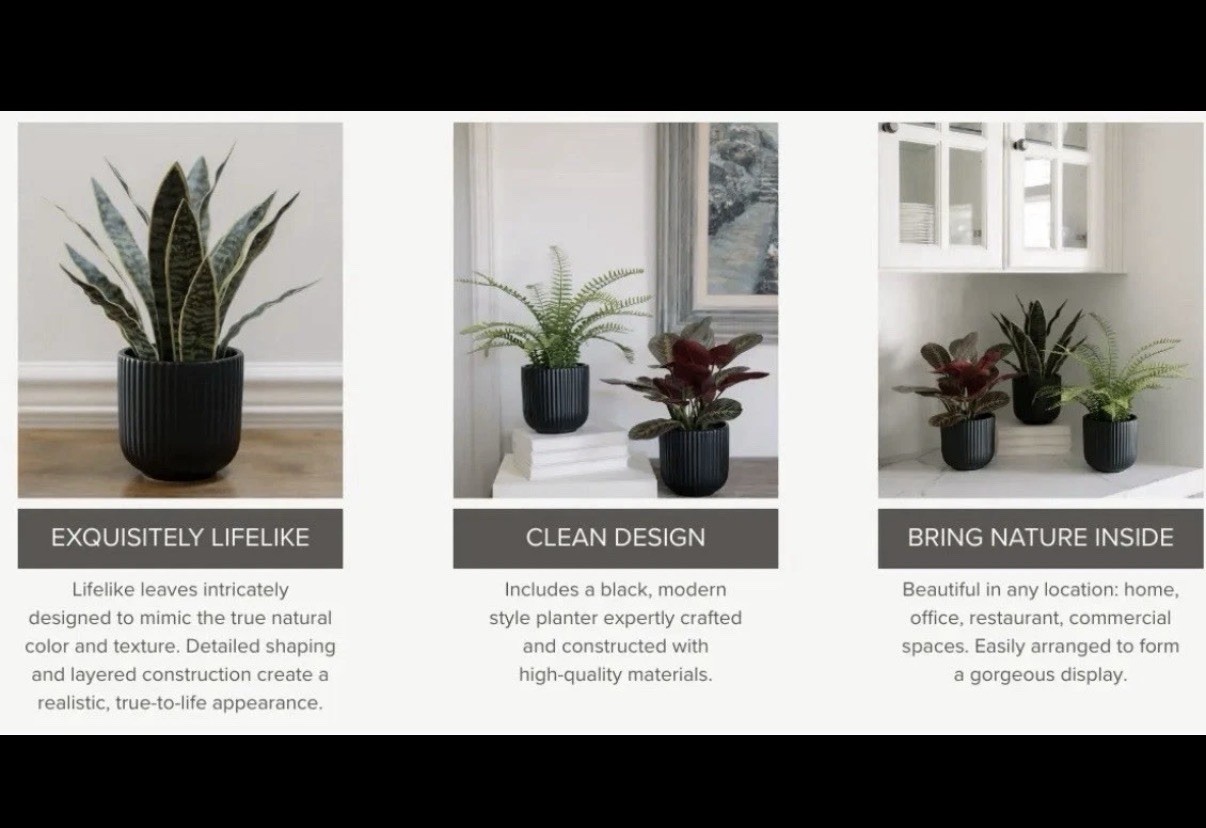 CGH Faux Decorative Plant Trio Indoor Greenery Home Office Decor NEW
