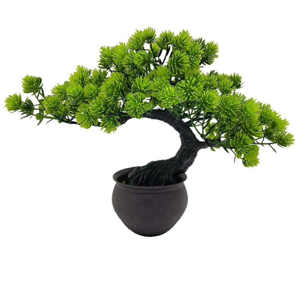 Fycooler Artificial Bonsai Tree Miniature Plants 10in, Green