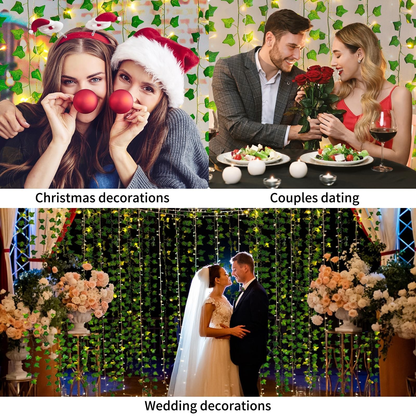 Fake Vines for Room Decor(24Pack168Ft),with CE Certified 160 LED String Light…