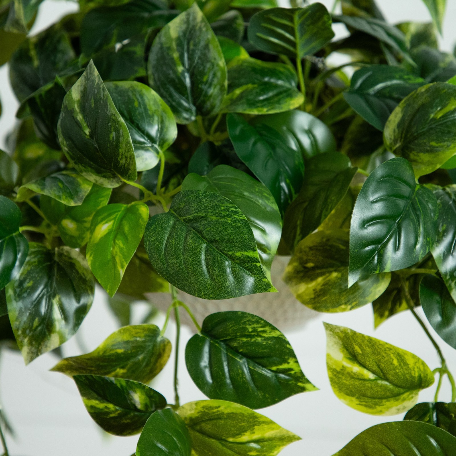 24″ Pothos Hanging Basket UV Resistant Warm White LED Lights Artificial Plant