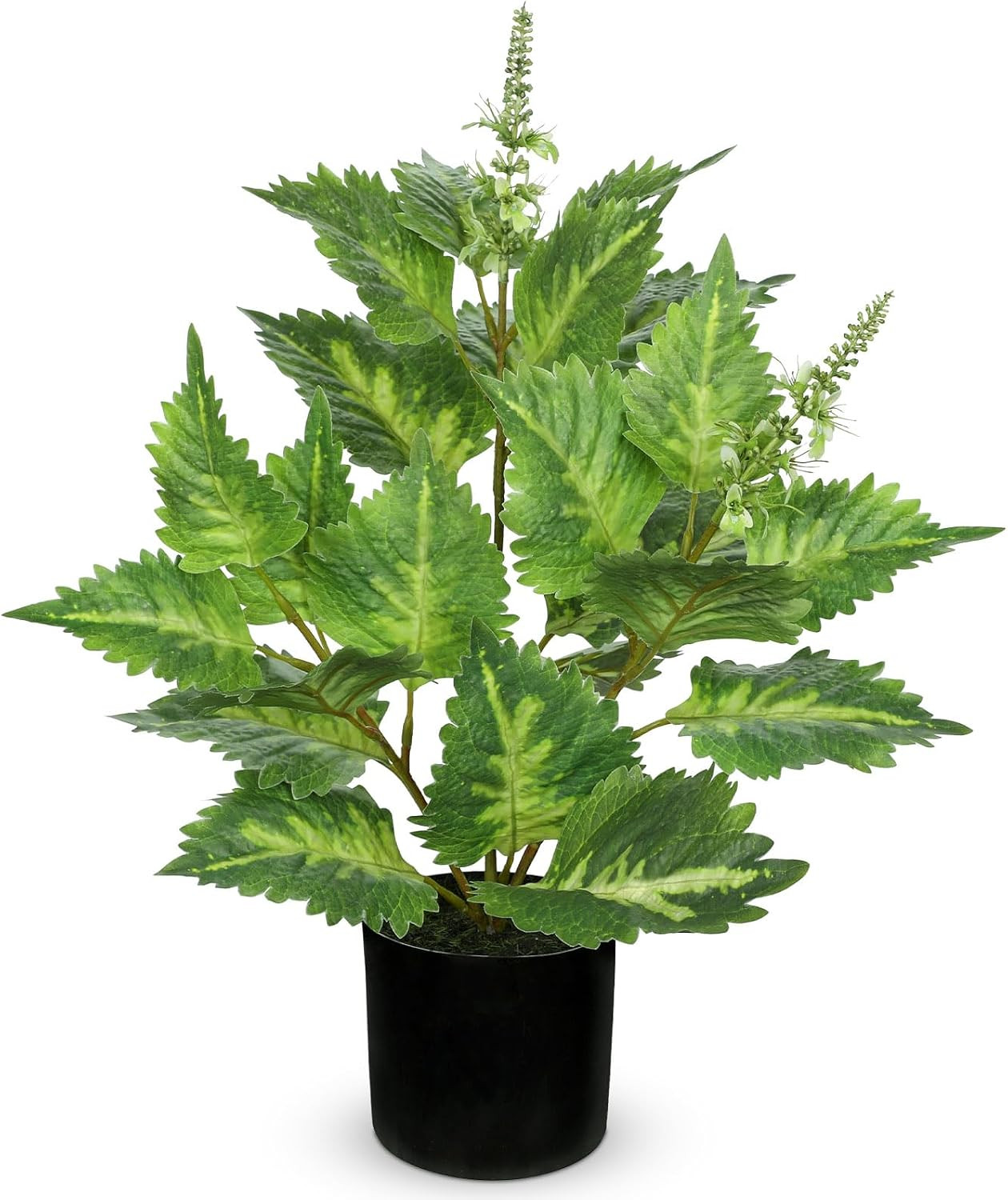 Artificial Plants Indoor with Pot 16.9″ Faux Potted Perilla Plants Indoor Decora