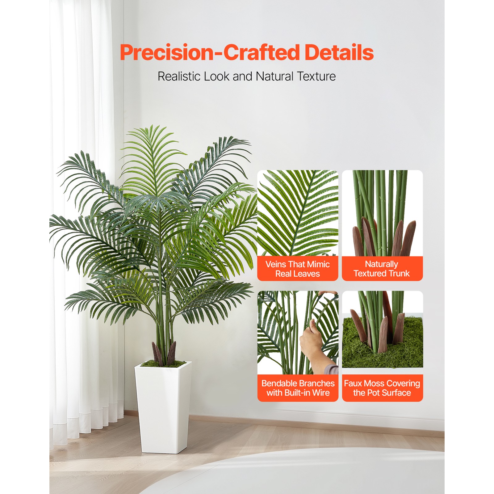 Uimoso 5ft Artificial Areca Palm Tree with Pot Indoor Plant Faux Home Decor
