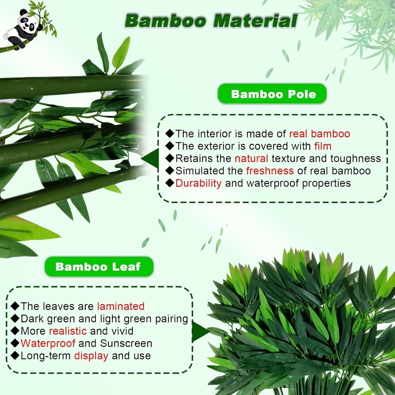 4FT Artificial Green Bamboo Decorative Plant Faux Outdoor Artificial Bamboo