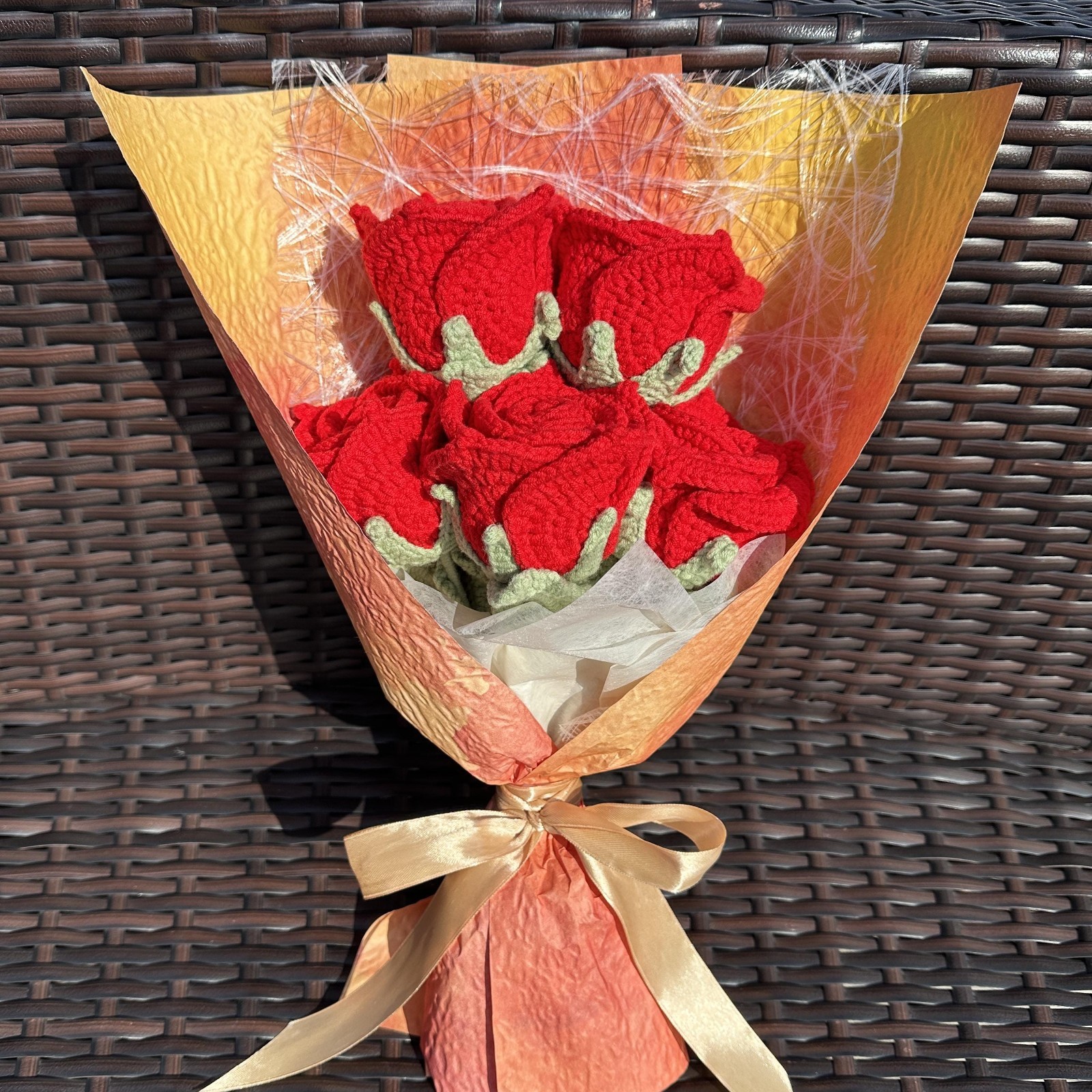 Crochet Rose Bouquet Handmade Yarn Flowers Artificial Flowers Gift for Her