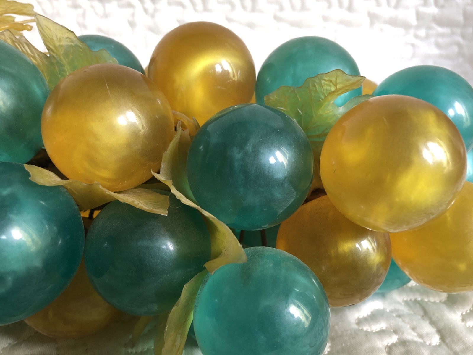 Vintage Faux Grape Cluster On Vine Branch Wood Acrylic Large