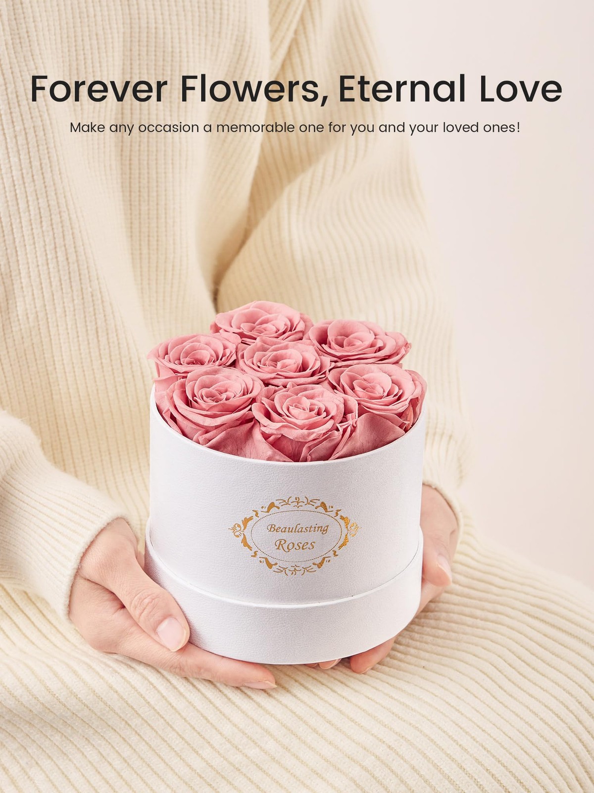 Preserved Roses in Box Long Lasting Forever Flowers for Her Dusty Pink