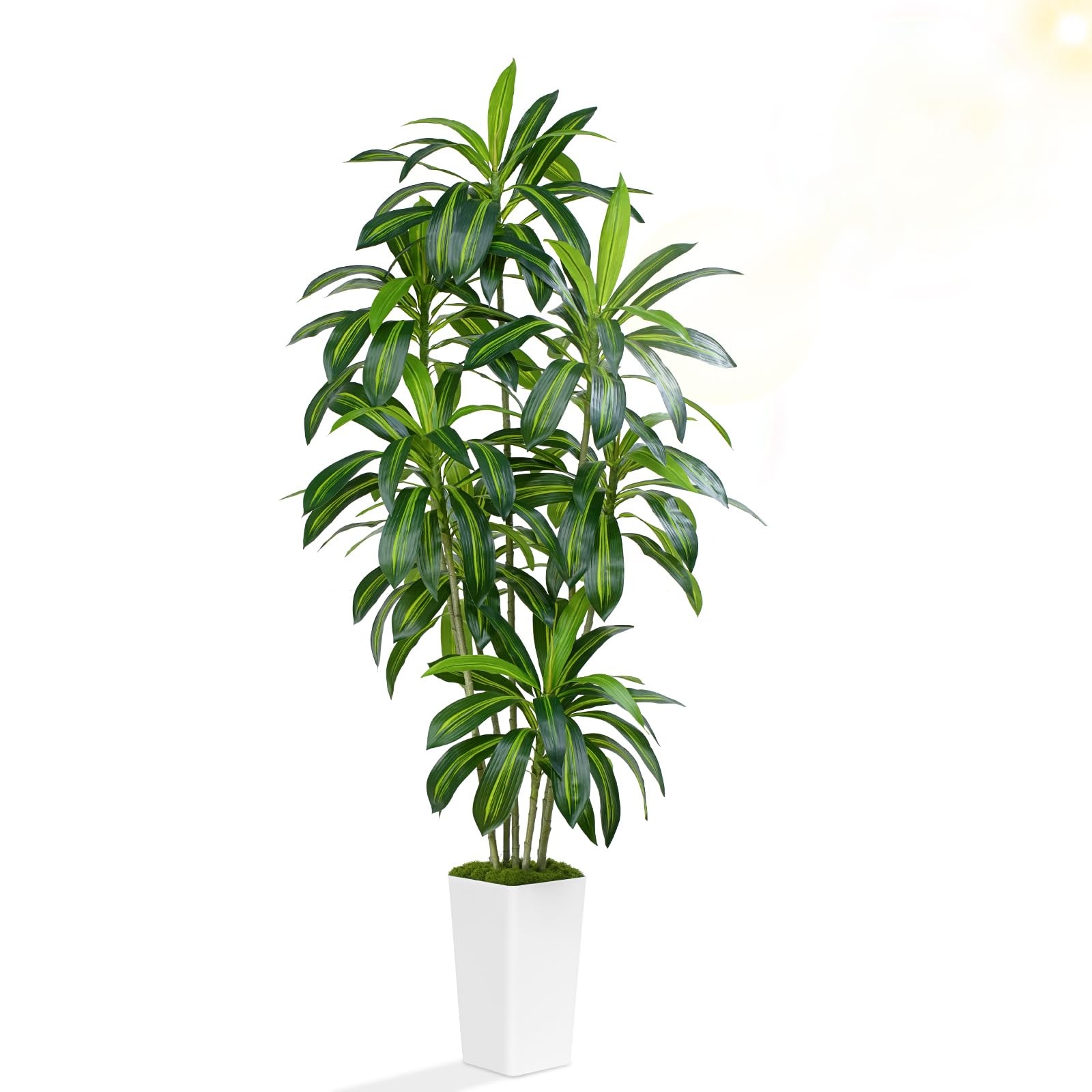 Dracaena Plant Artificial Tree 7Ft Tall Fake Tropical Floor Plants Potted (Re…