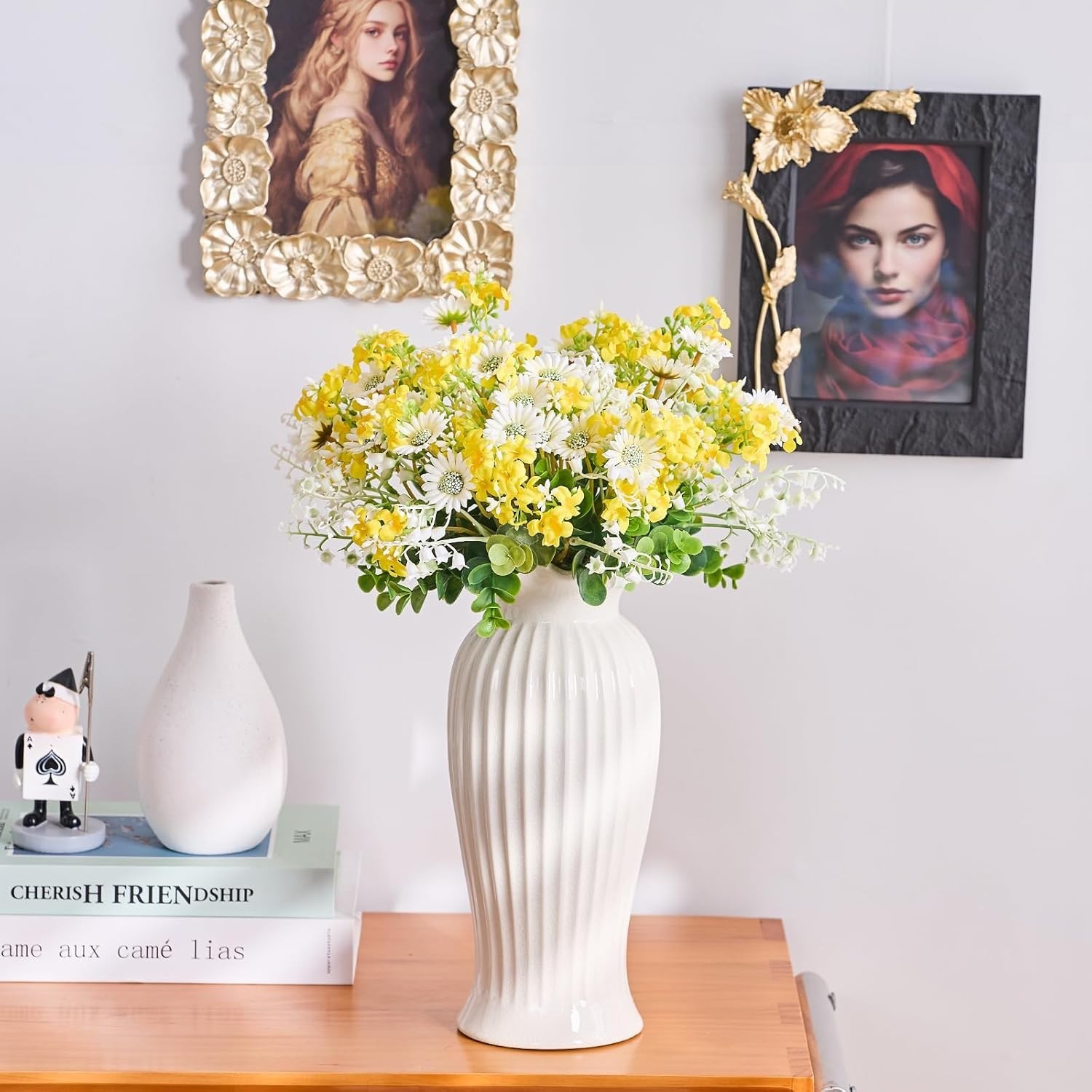 7 Pcs Wildflowers Artificial Flowers Daisies Yellow and White and Faux Wildflow