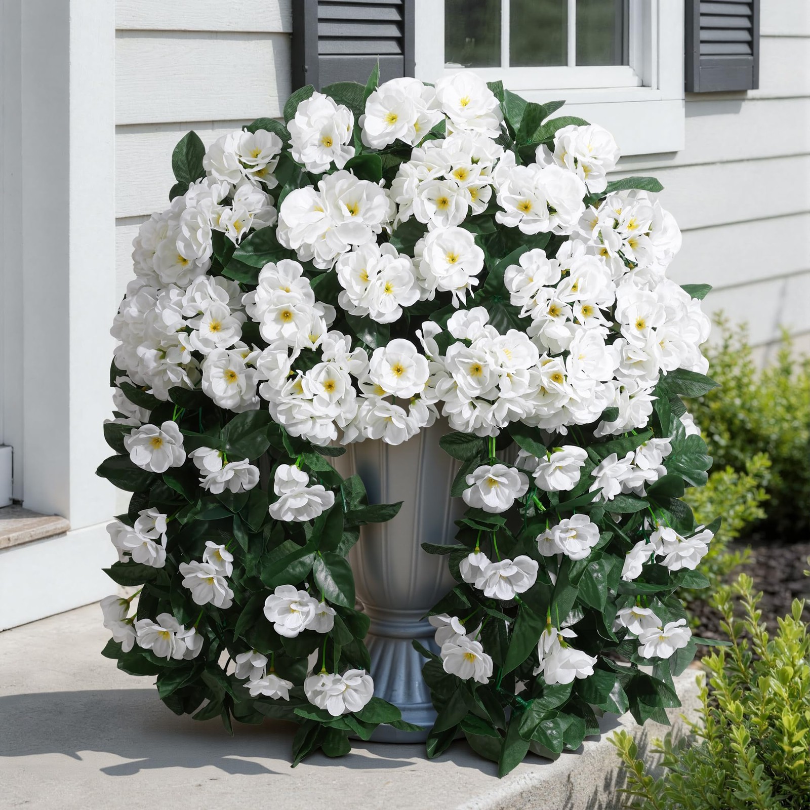 Artificial Fake Hanging Flowers Geraniums for Outdoors Spring Outside Decor, …