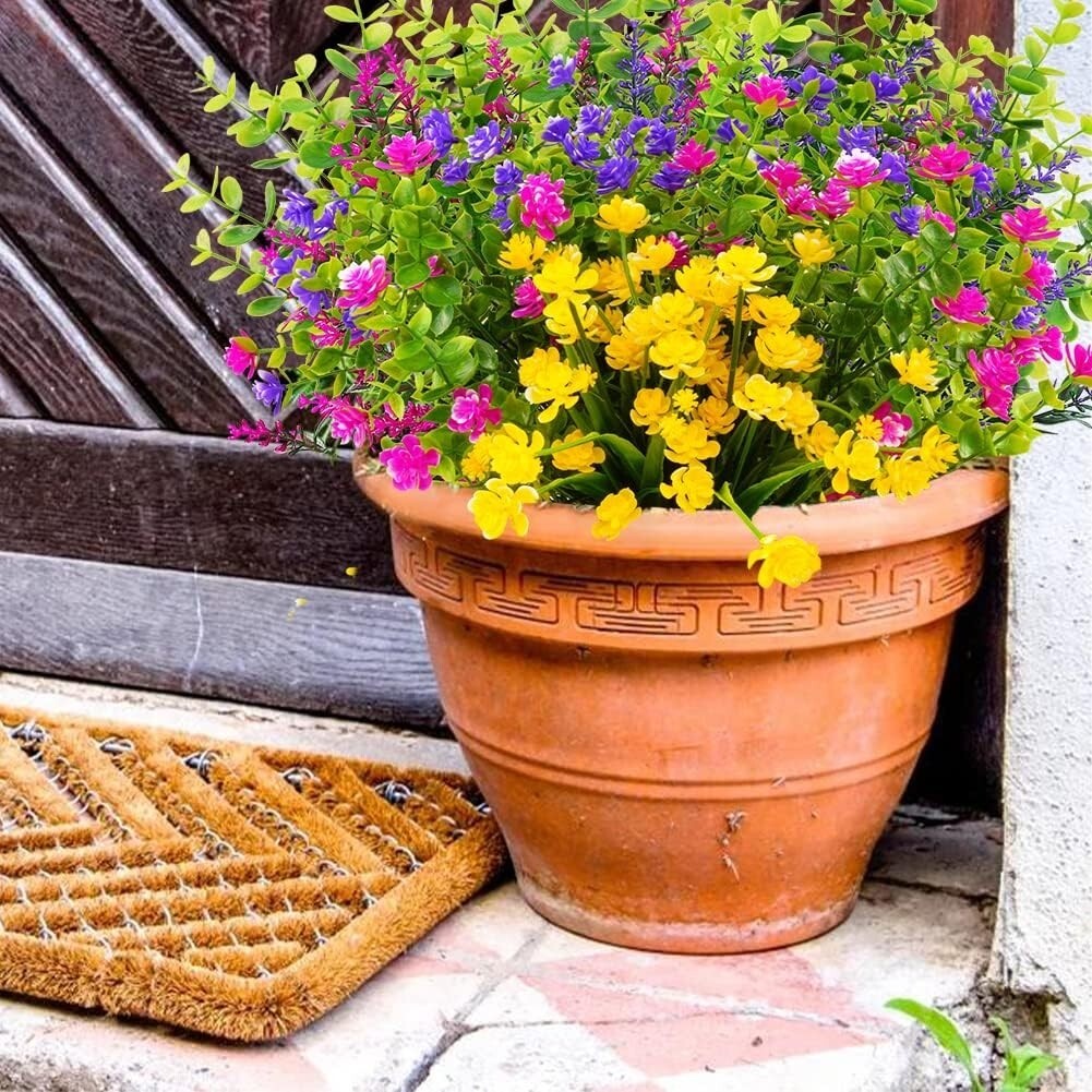 12 Paquetes De Flores Artificiales Para Exteriores Resistentes A Los Rayos UV US