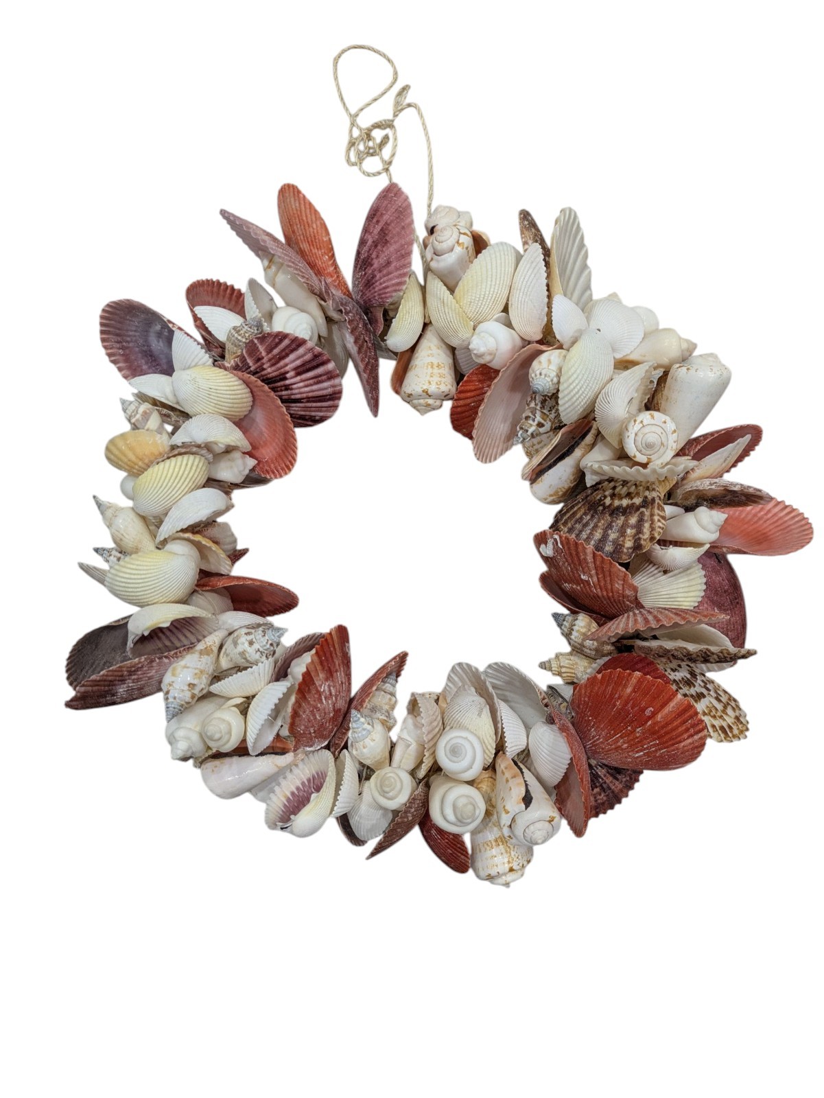 Seashell Door Wreath Beach Cottage Nautical Ocean Coastal Heavy 12″ w Starfish