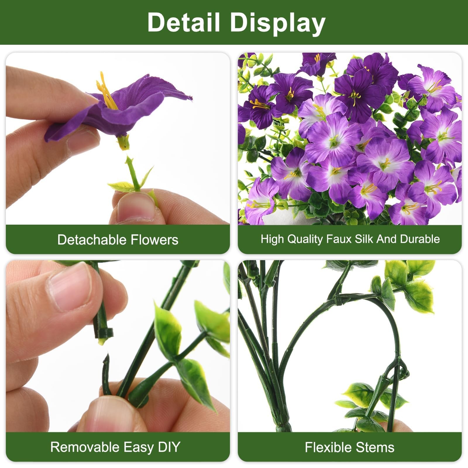 Artificial Flowers for Outdoors Fake Plants Spring Summer Decoration, 12 Bund…