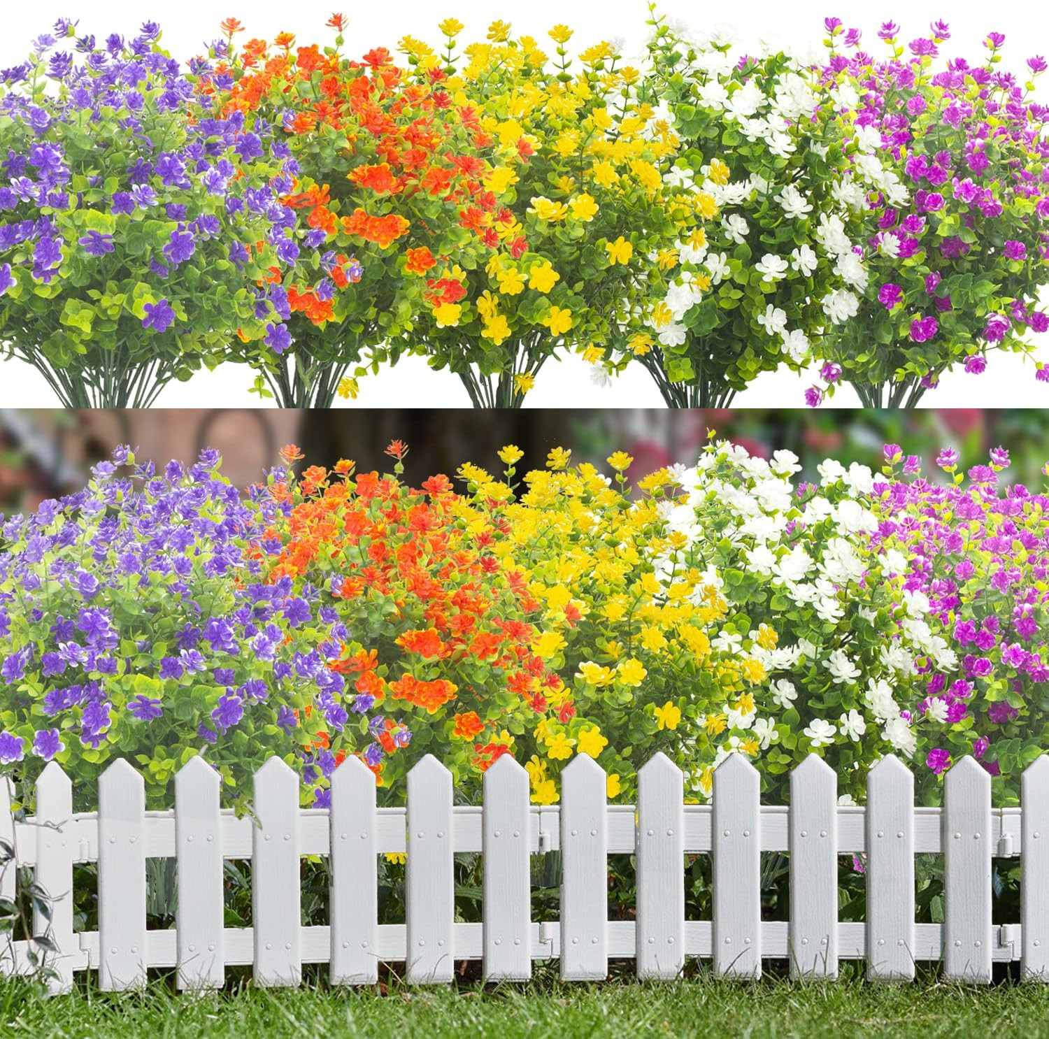 20ramos flores artificiales exterior resistentes uv plantas plasticas decoracion