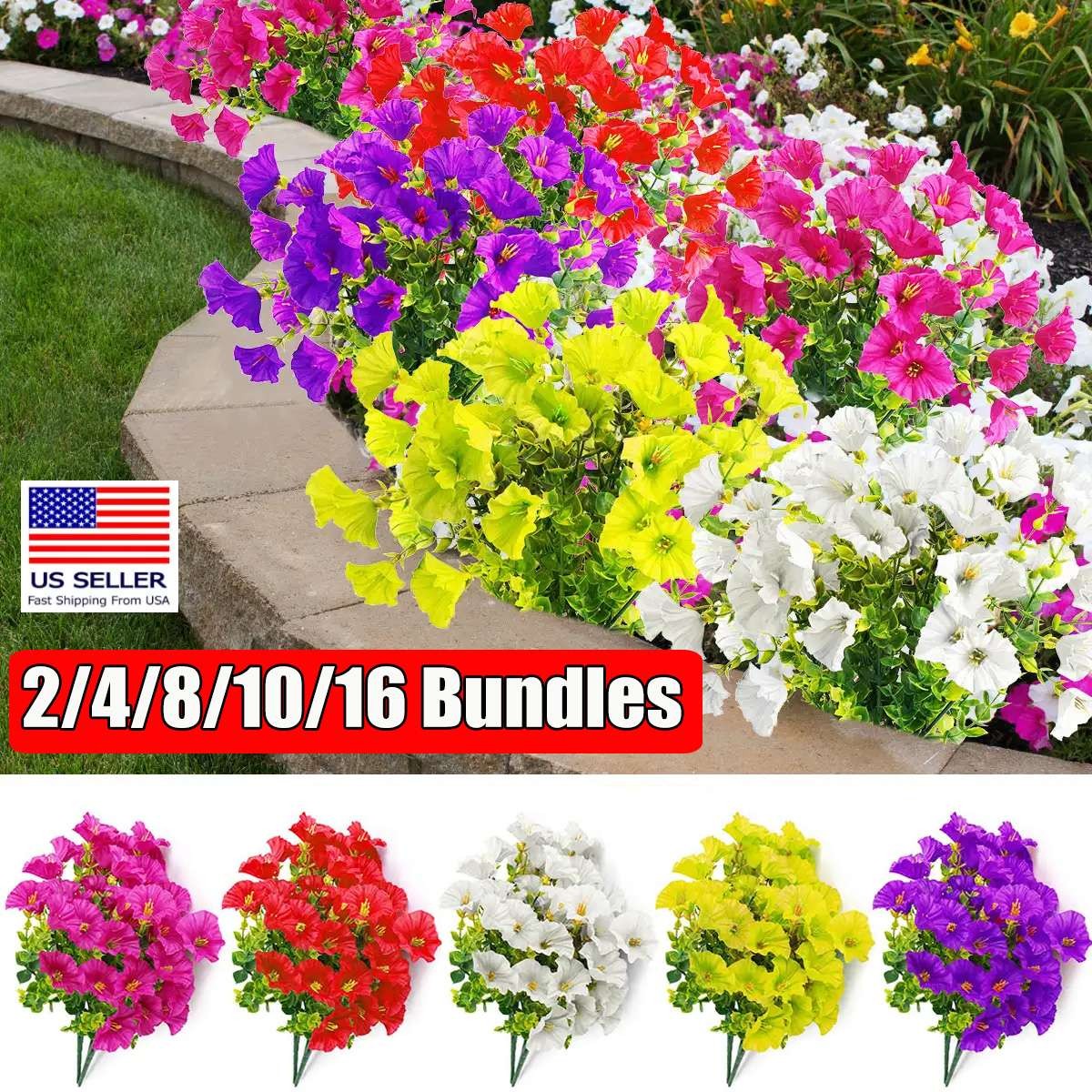 Artificial Flowers Bundles Outdoor Home Decor UV Resistant Fake Flowers Plants