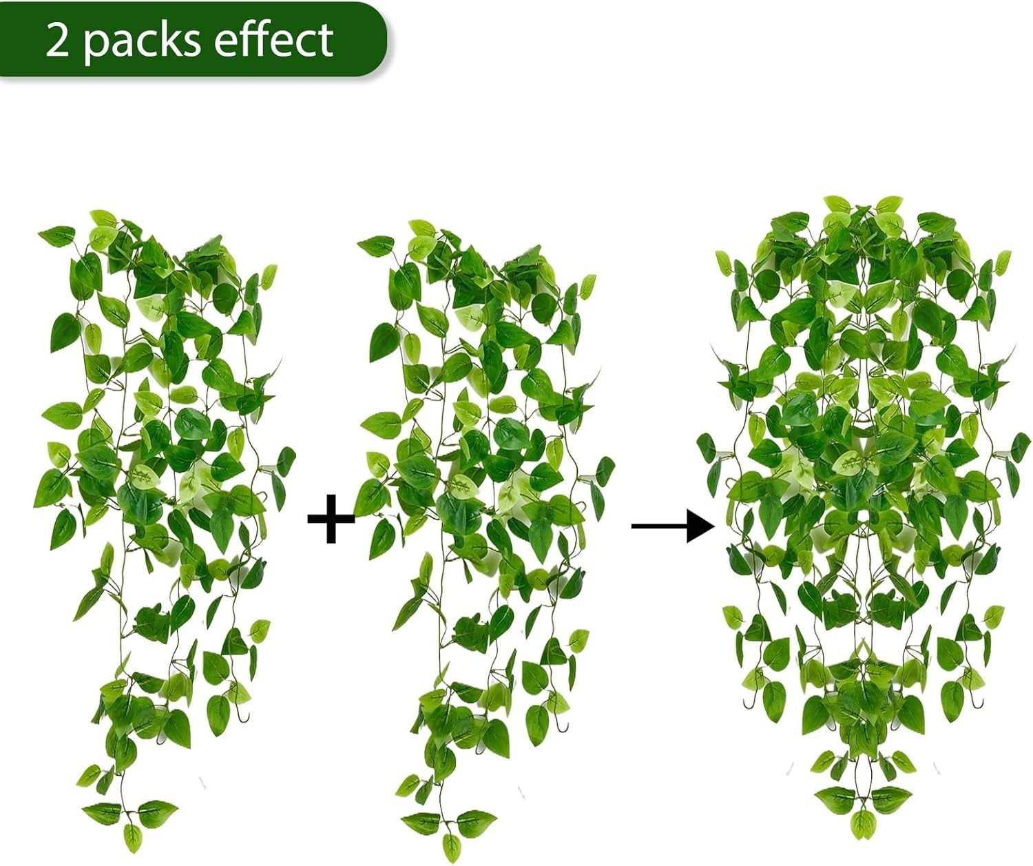 2 plantas colgantes artificiales de hiedra falsa para decoración de pared hogar