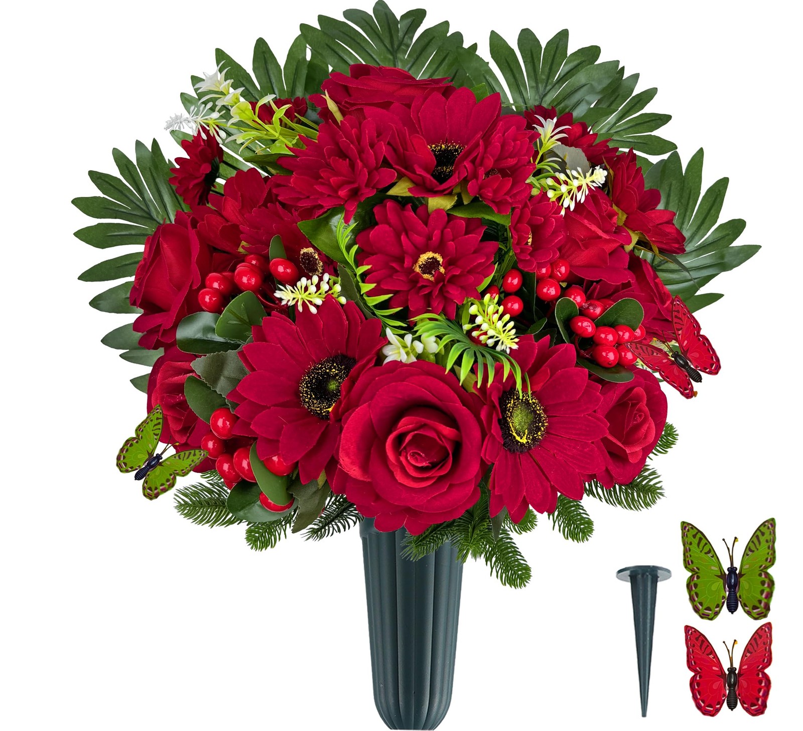 Ariticial Cemetery Headstone Flower -Outdoor Grave Decorations,Mixed Bouquet …