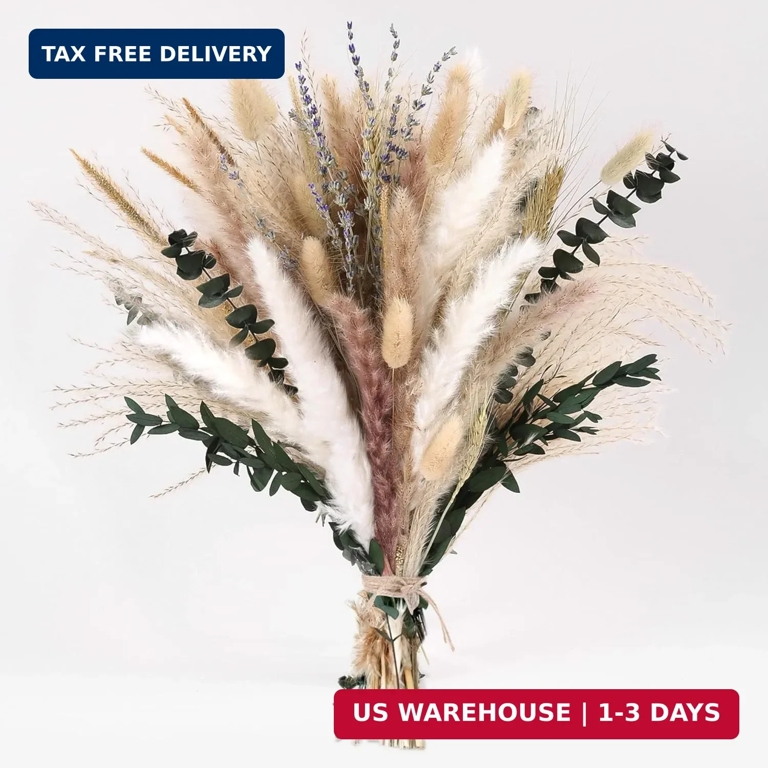 Bpole Dried Pampas Grass Bouquet – 92 Pcs 11-13 inch Pampas Grass Decor with Bun