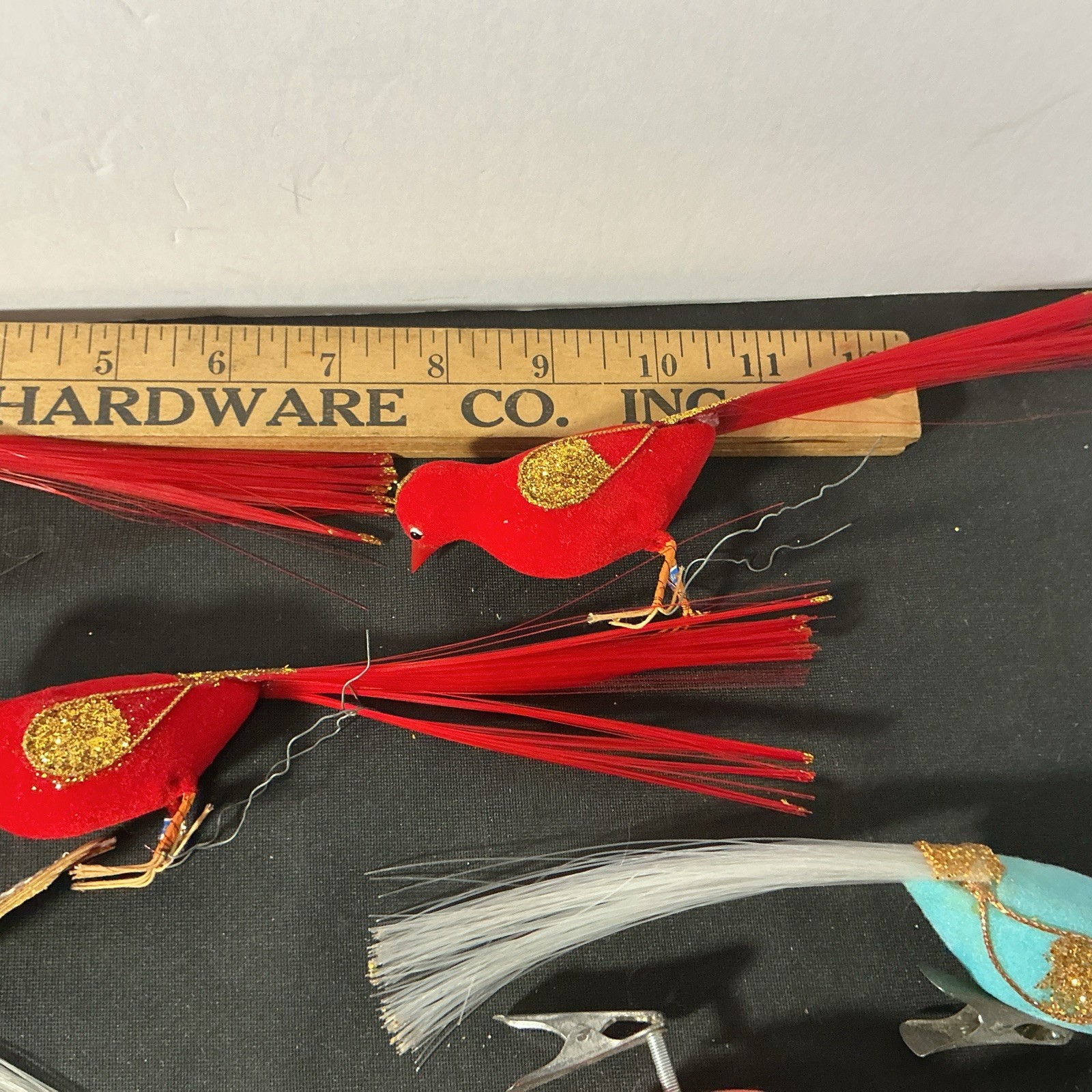 Lot Of 7 Vintage Assorted Artificial Bird Ornaments Craft Wire And Clip On