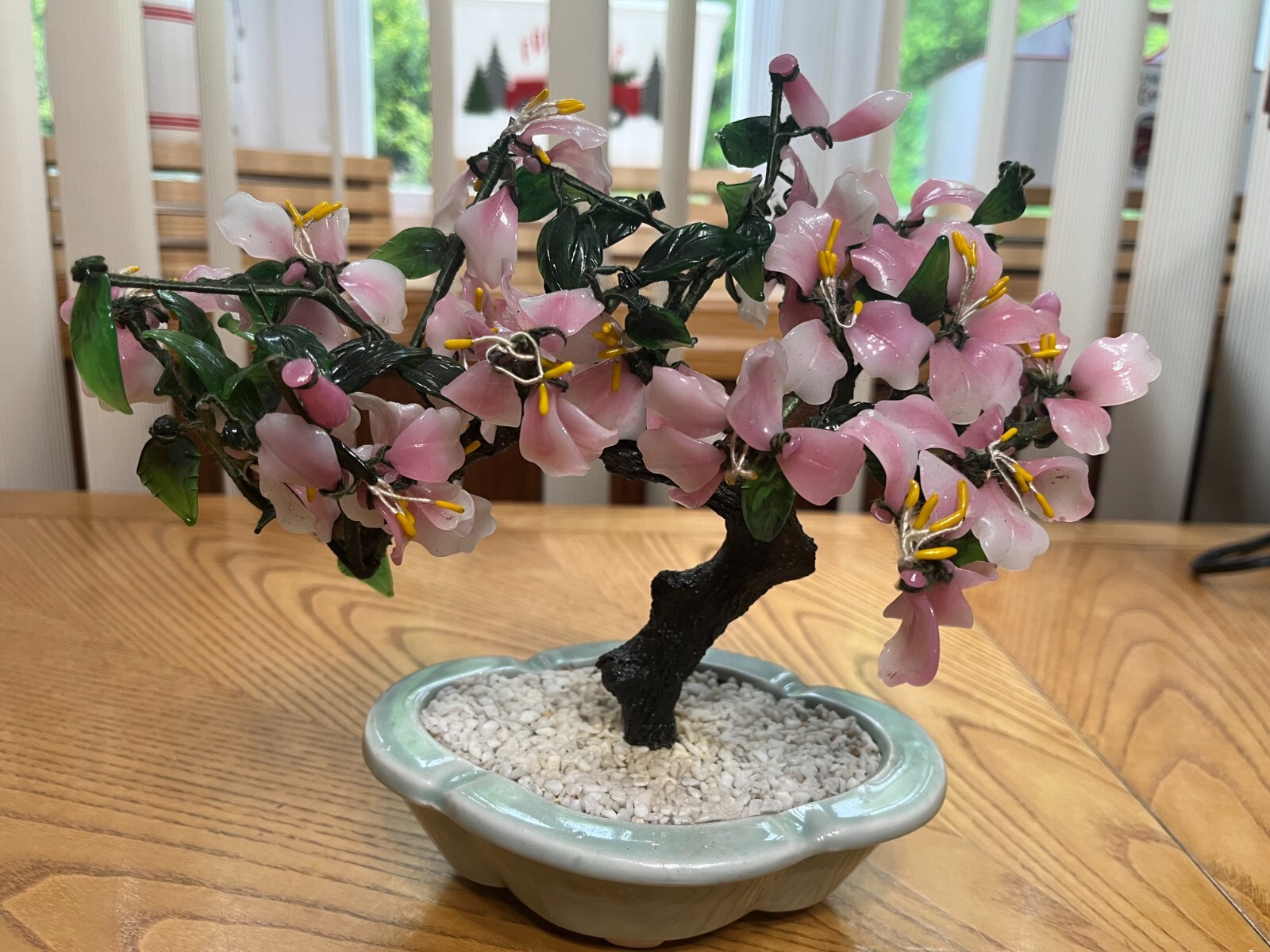 VINTAGE ARTIFICIAL BONSAI TREE/ CHERRY BLOSSOM IN POTTERY BASE