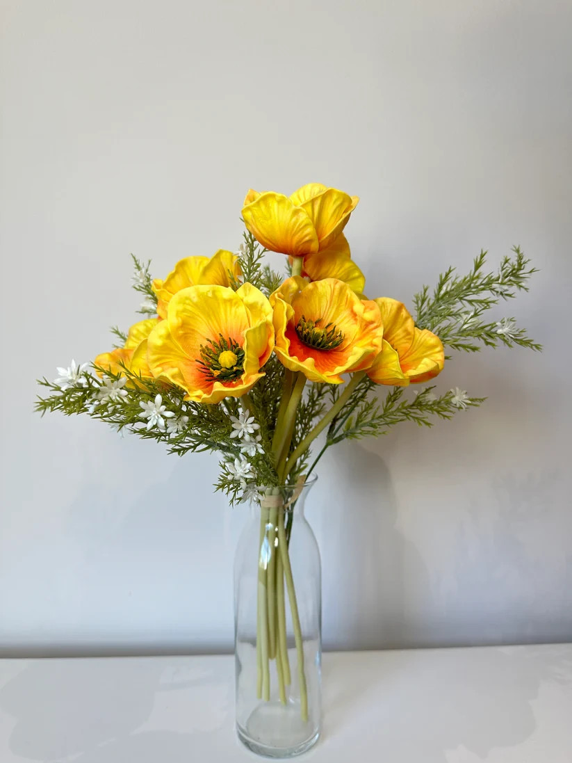 Real Touch Artificial Poppy Flower Bunch (24Stems)