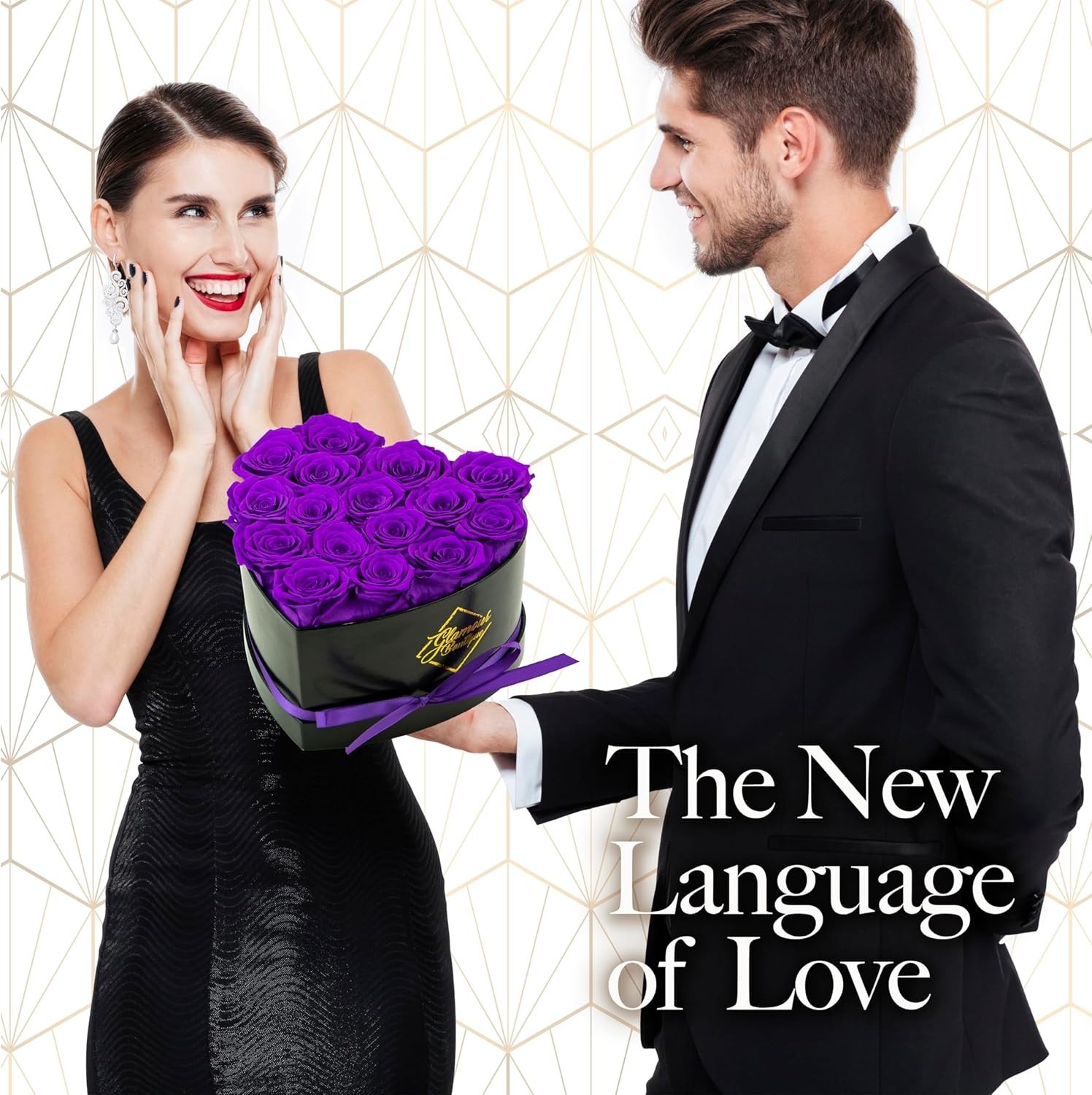 Heart-Shaped Floral Keepsake with 16 Everlasting Purple Roses – Ideal Gift