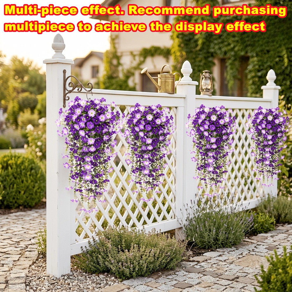 4PCS Artificial Morning Glory Vines UV Resistant Hanging Flowers Outdoor Decor