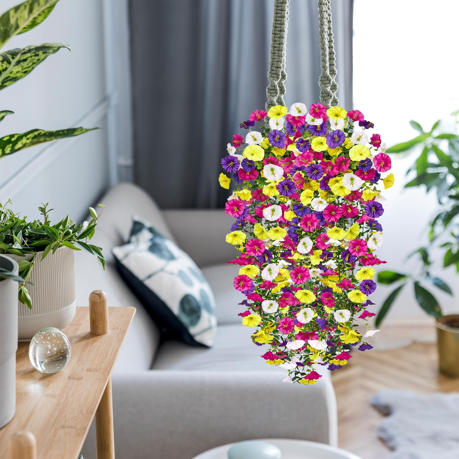 12 Pcs UV Resistant Faux Silk Morning Glory Hanging Flowers for Outdoor Decor
