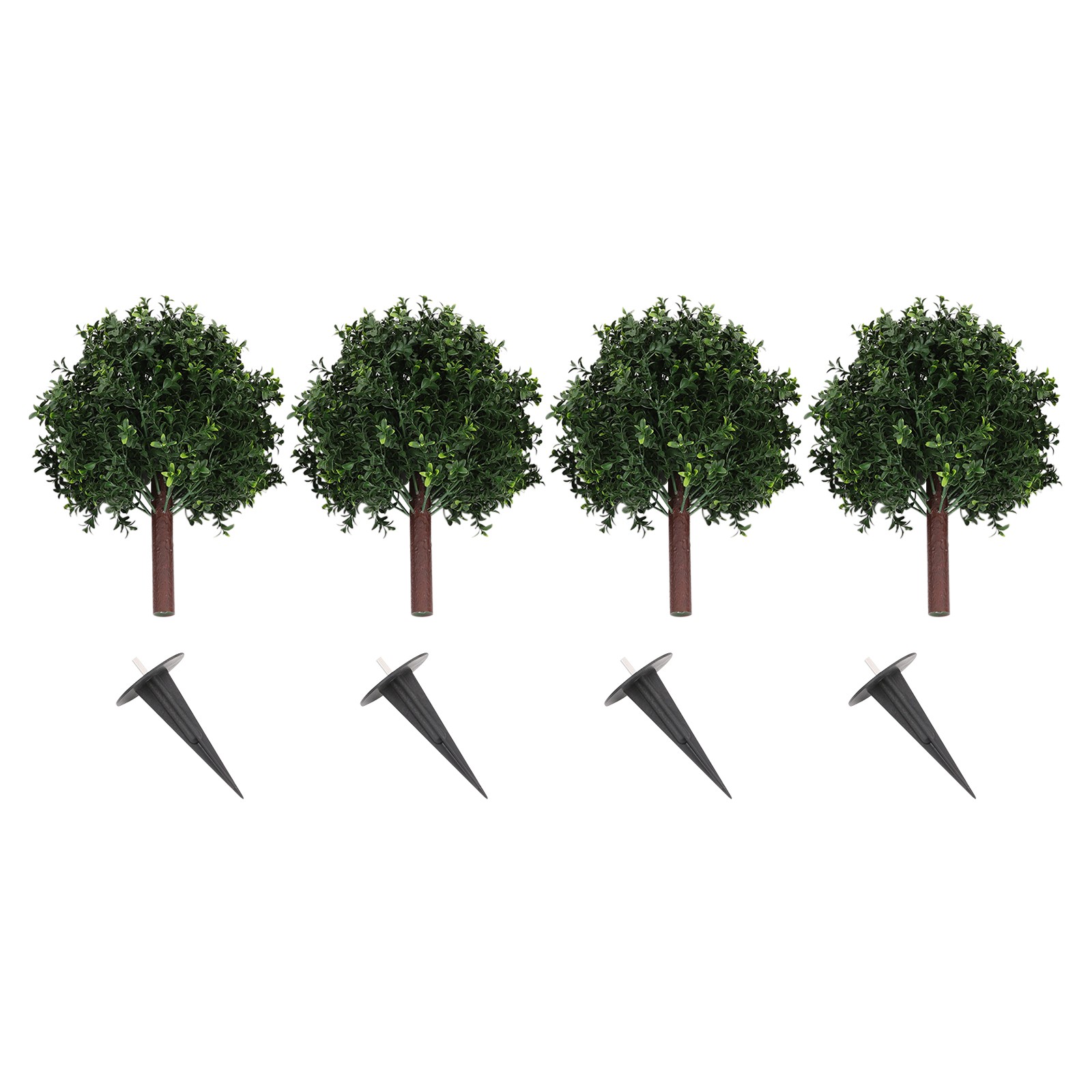 4 Pcs 25.6inch Artificial Boxwood Topiary Ball Trees with Ground Spikes