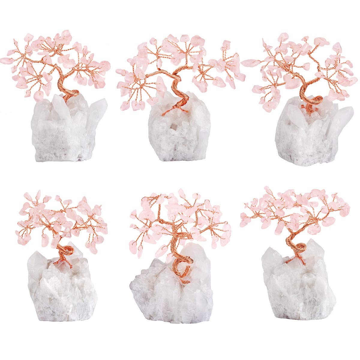4-5 inch Rose Quartz Crystal Tree Tumbled Stones Cluster Rock Crystals Base