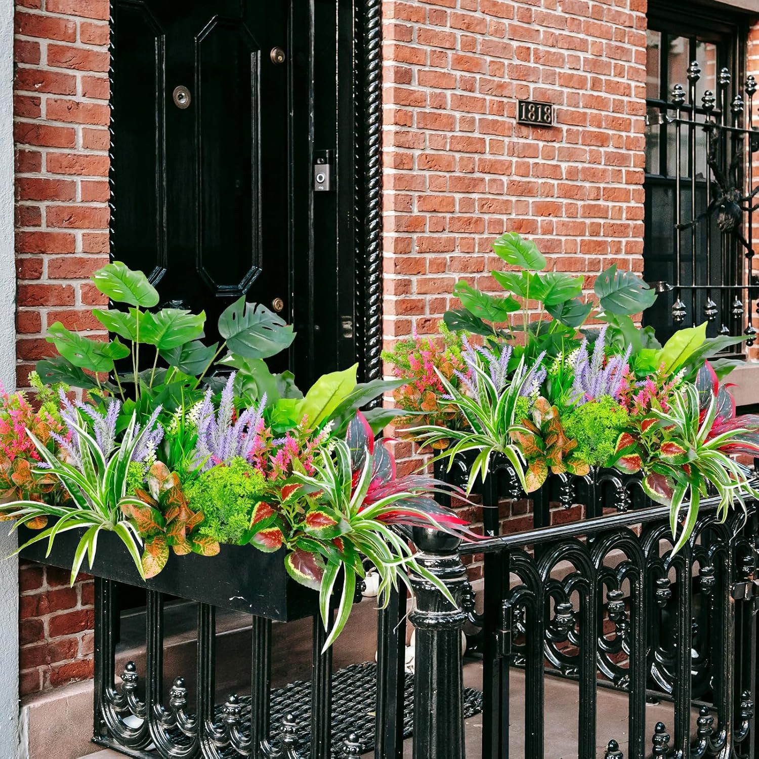 18 PCS UV Resistant Faux Plants for Outdoor Decor – 10 Varieties Mix