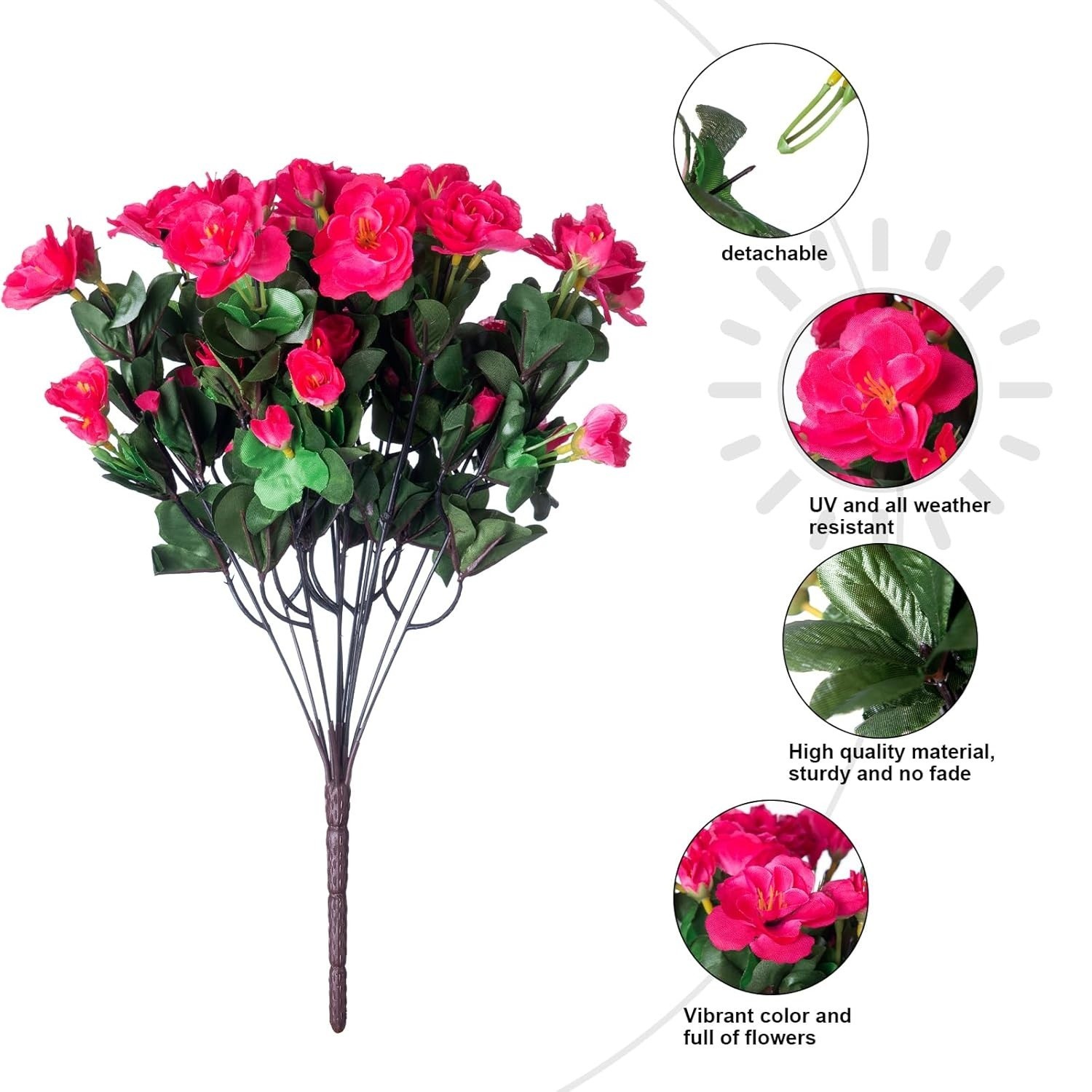Artificial Fake Pink Flowers Plants for Spring Outdoor, 3 bundles