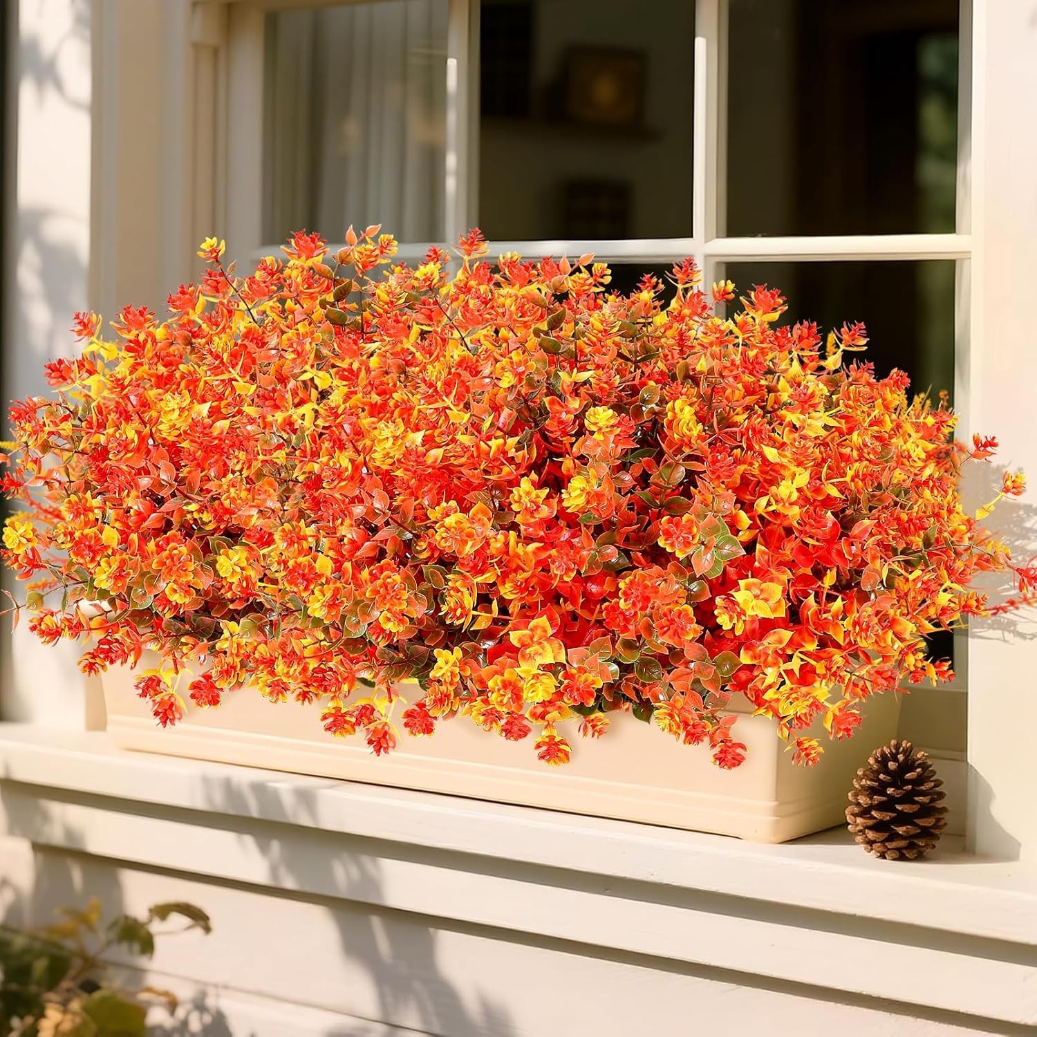 16 Bundles Artificial Flowers UV Resistant Fall Fake Mums Plants Porch Decor