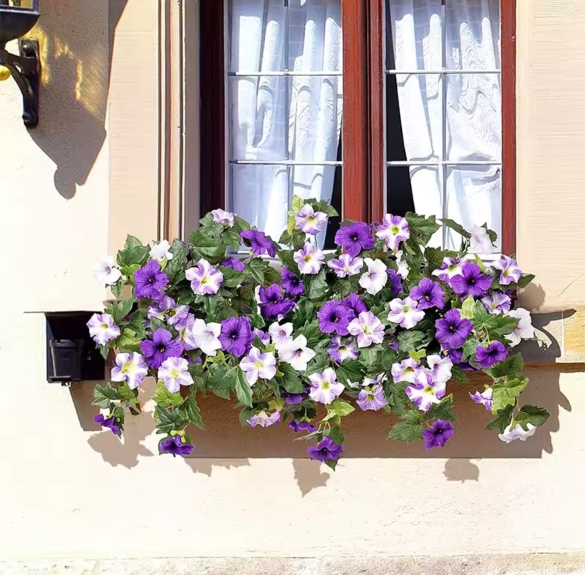 Artificial Purple Petunia Flowers Outdoor UV Resistant Hanging Garden Decor