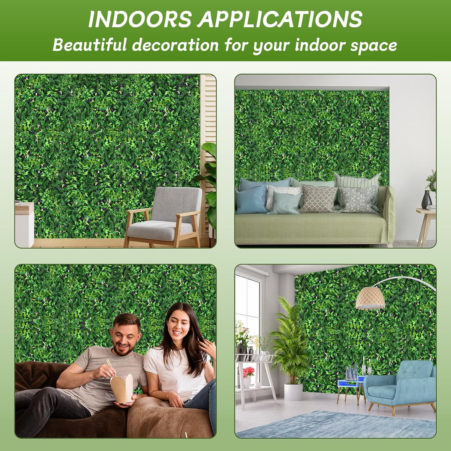Artificial Grass Wall Panels 40″X120″(33.3 Sqft), Hedge Green Wall Decor Backdro