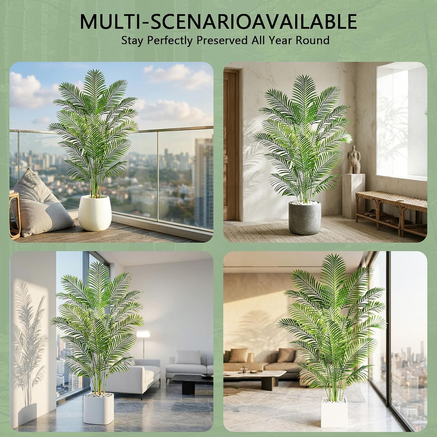 6FT Artificial Areca Palm Tree Faux Indoor Plant 18 Leaves Home Office Decor Pot
