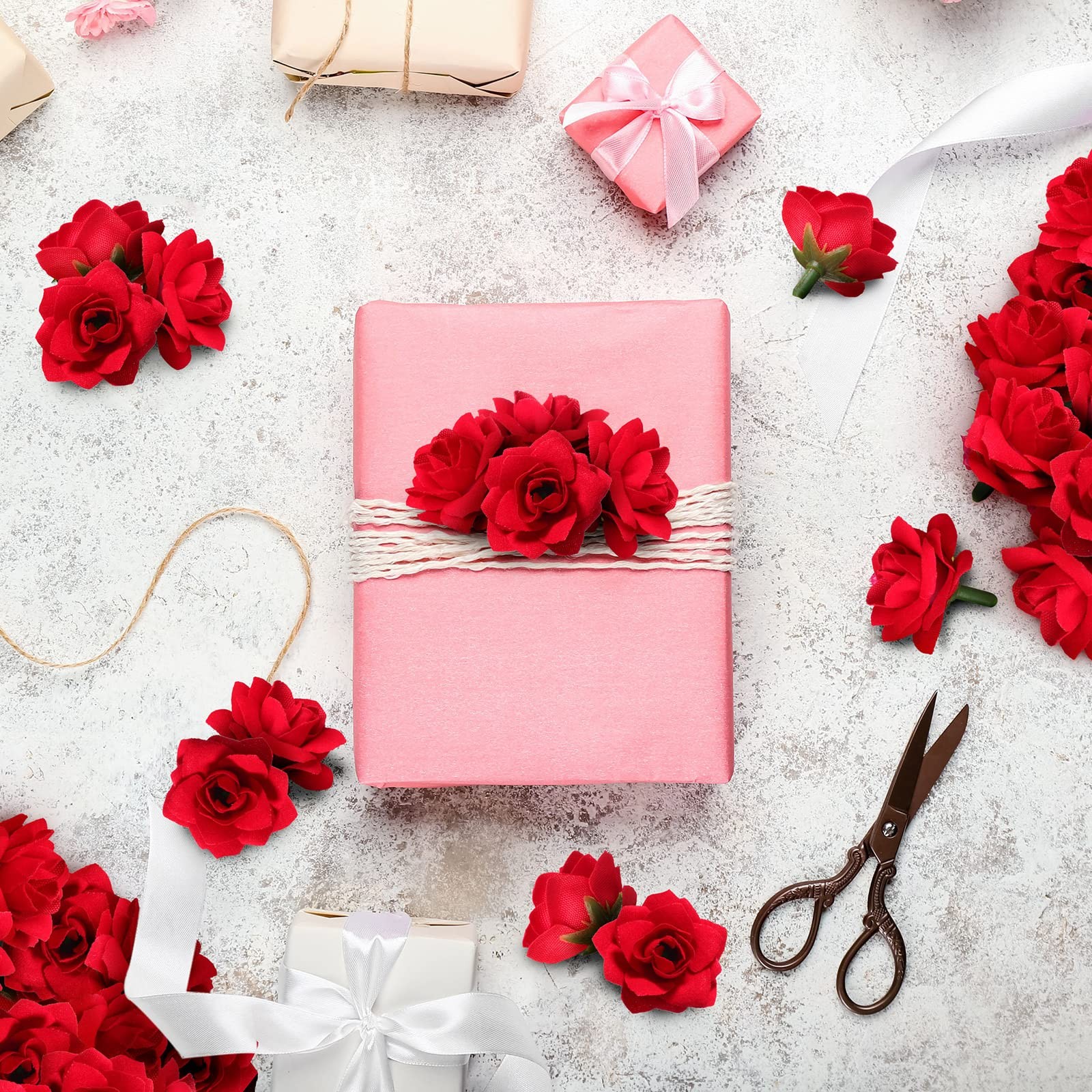 120 PCS Artificial Red Rose Heads 1.6″ Wedding Floral Party Centerpieces