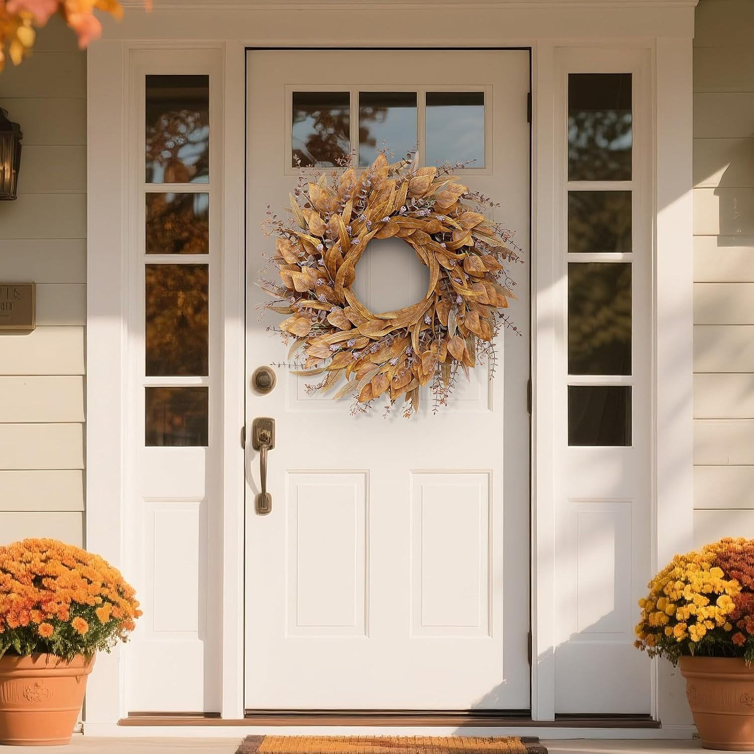26” Eucalyptus Wreath for Front Door – Autumn Large Artificial Eucalyptus Outdo