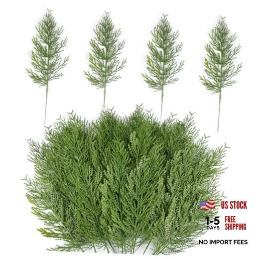Artificial Pine Branches,Pcs Christmas Faux Cedar Stems, Artificial 40 Green